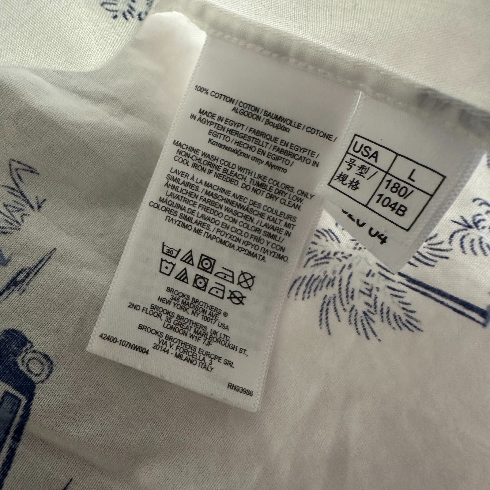 Brooks Brothers Hawaiian Camp Loop Shirt Blue Palm Tree Surfboard Regent Mens L