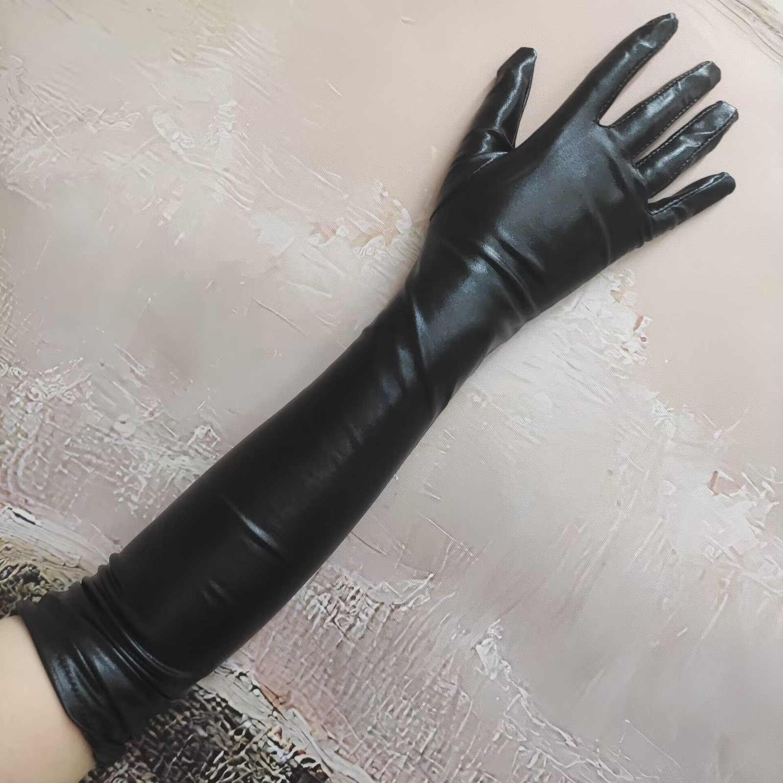 Patent Leather Wet Look Arm Length Gloves Opera Gloves Woman Roleplay Woman New