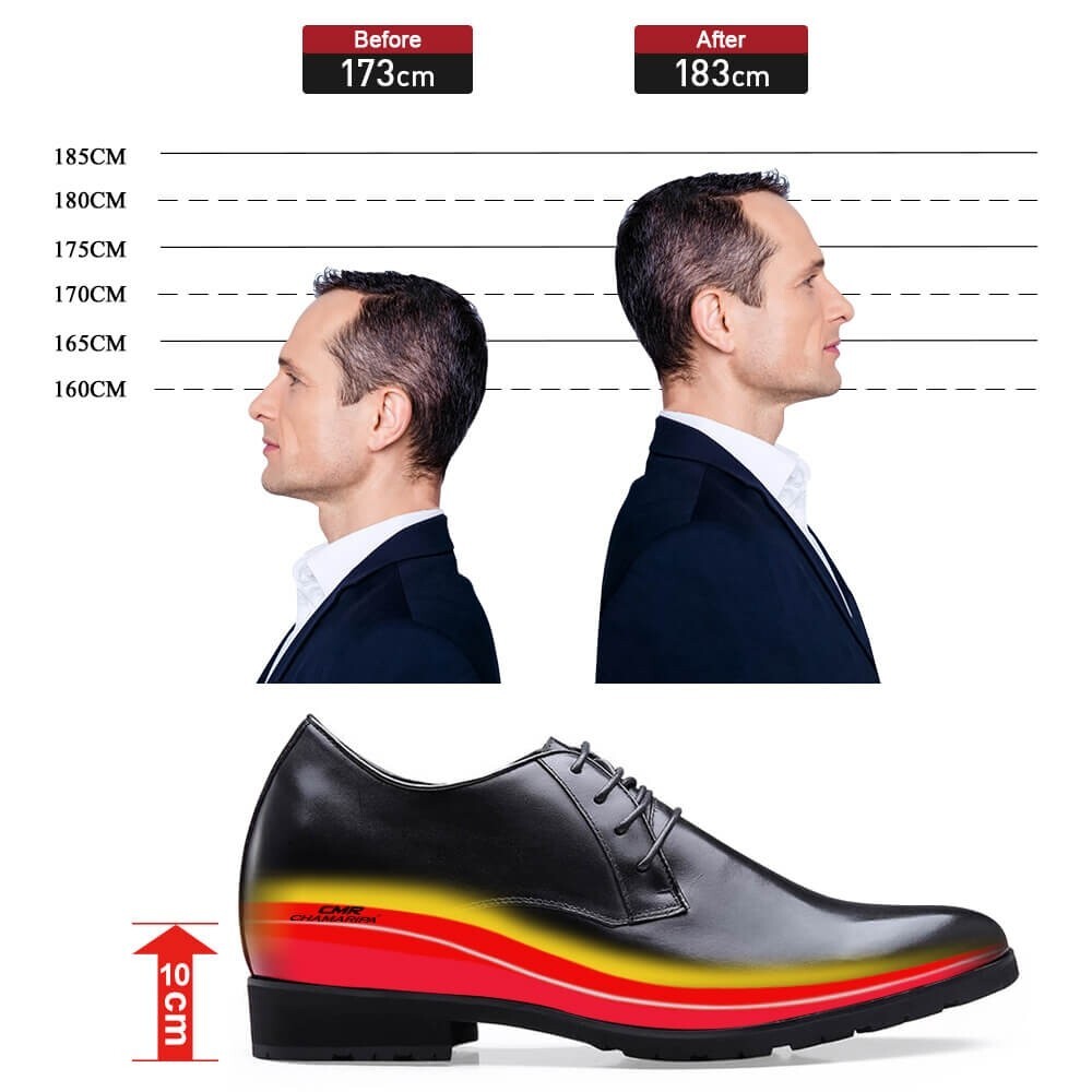 US8 CHAMARIPA 10CM/3.9INCHES ELEVATOR dress shoes men HEIGHT INCREASE OXFORD
