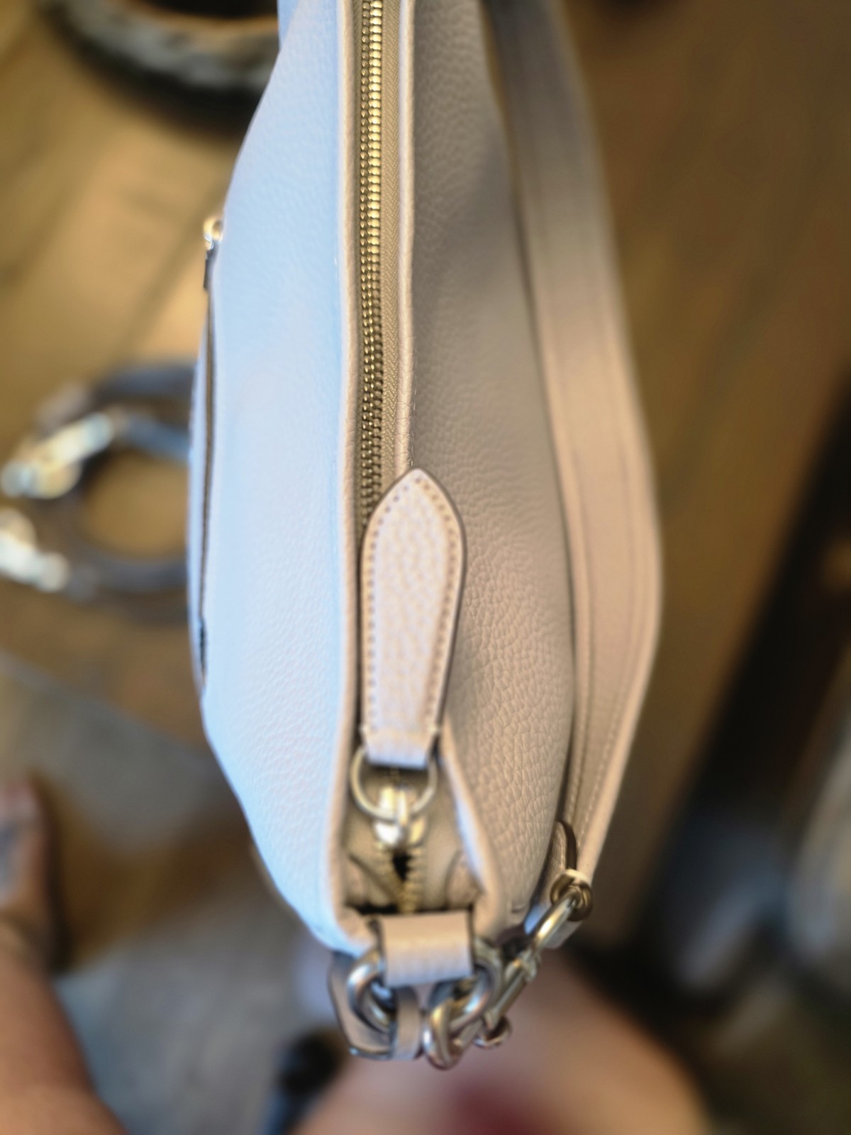 COACH Cary Shoulder Bag Blue Grey CC435 Leather
