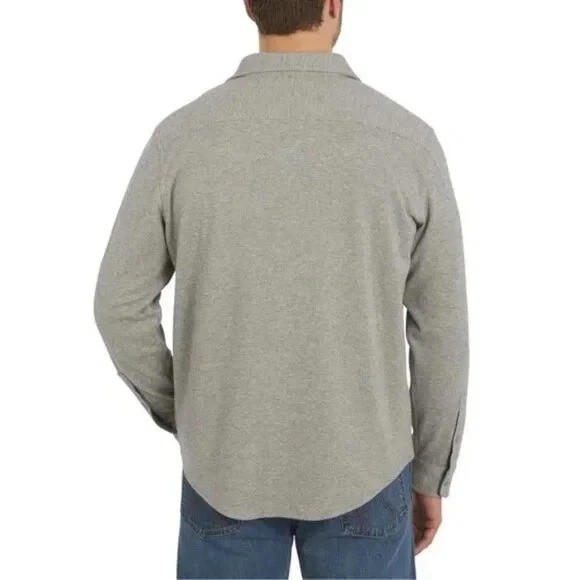 Wrangler Men’s Size M Gray Flannel Knit Shirt With Button Front L1624