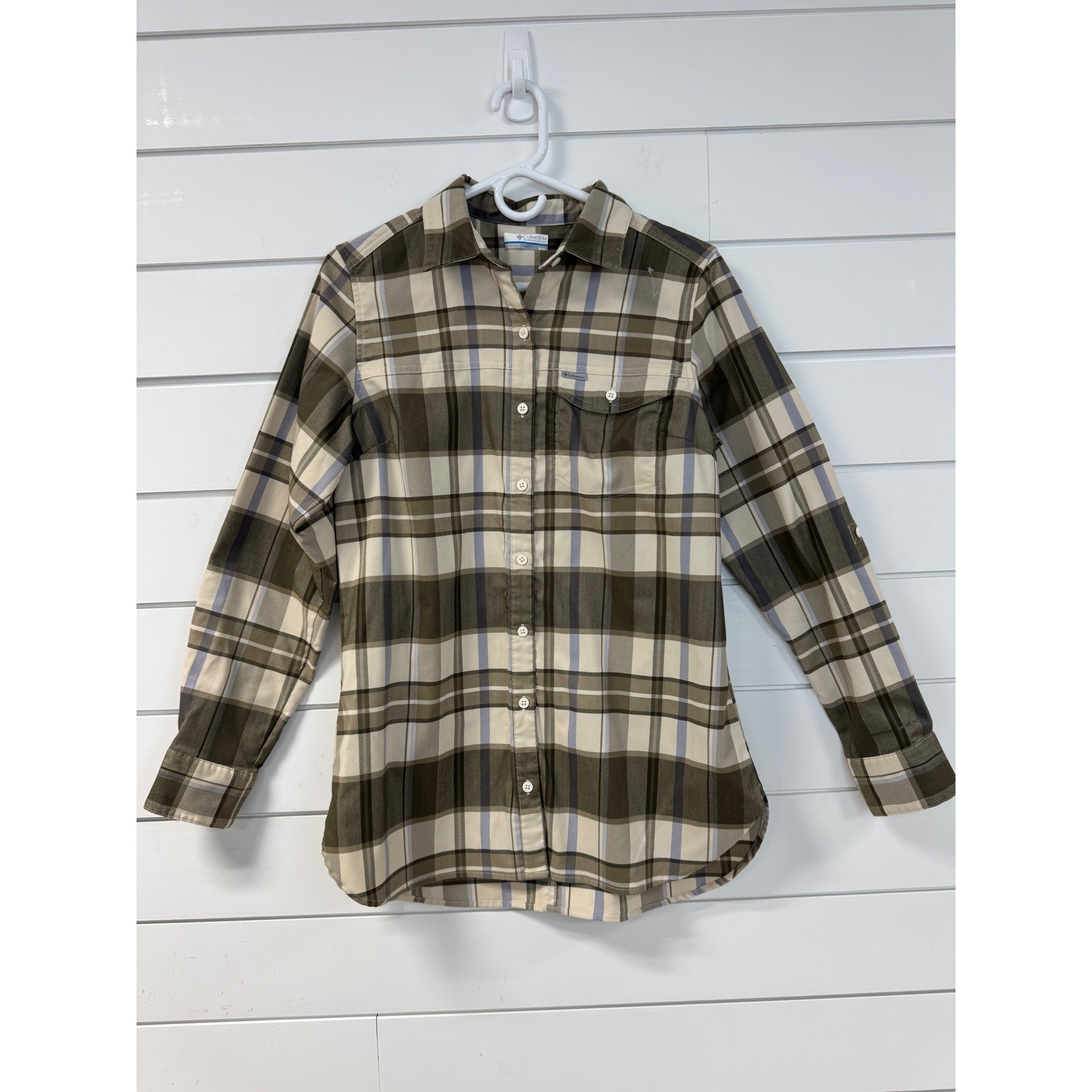 Columbia Womens Plaid Button Down Shirt Long Sleeve Hiking Top Medium