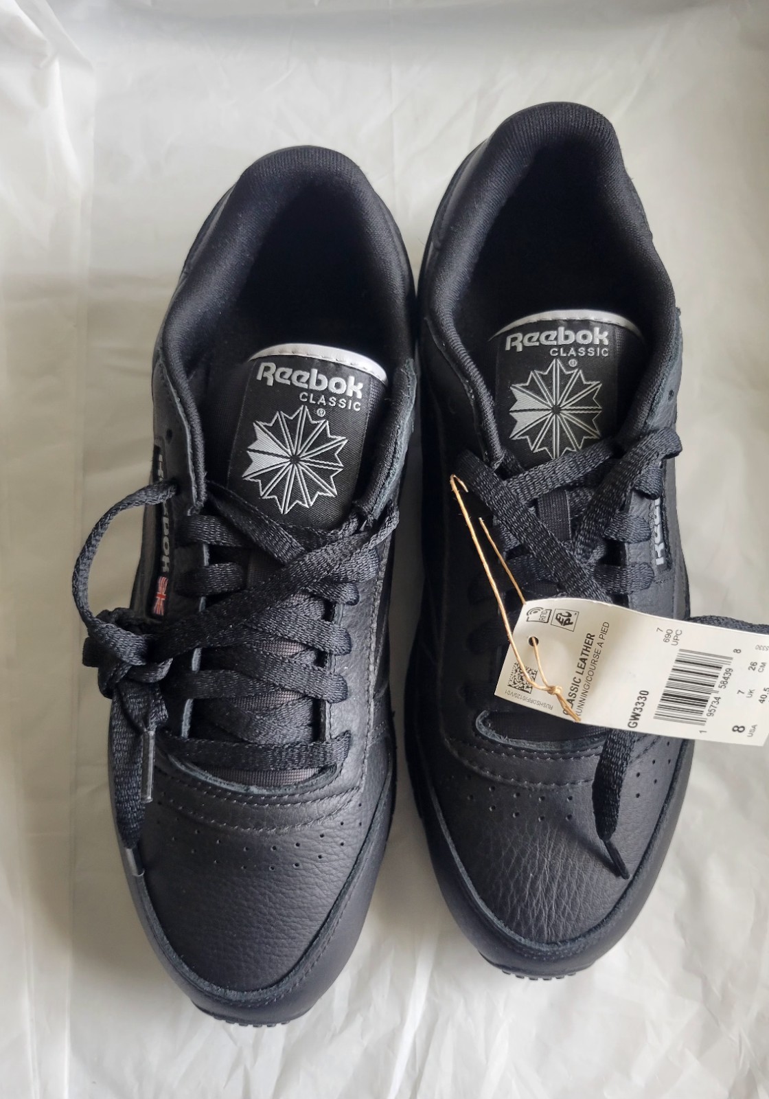 Reebok Classic Leather Sneaker Core Black/Core Black/Pure Grey size 8
