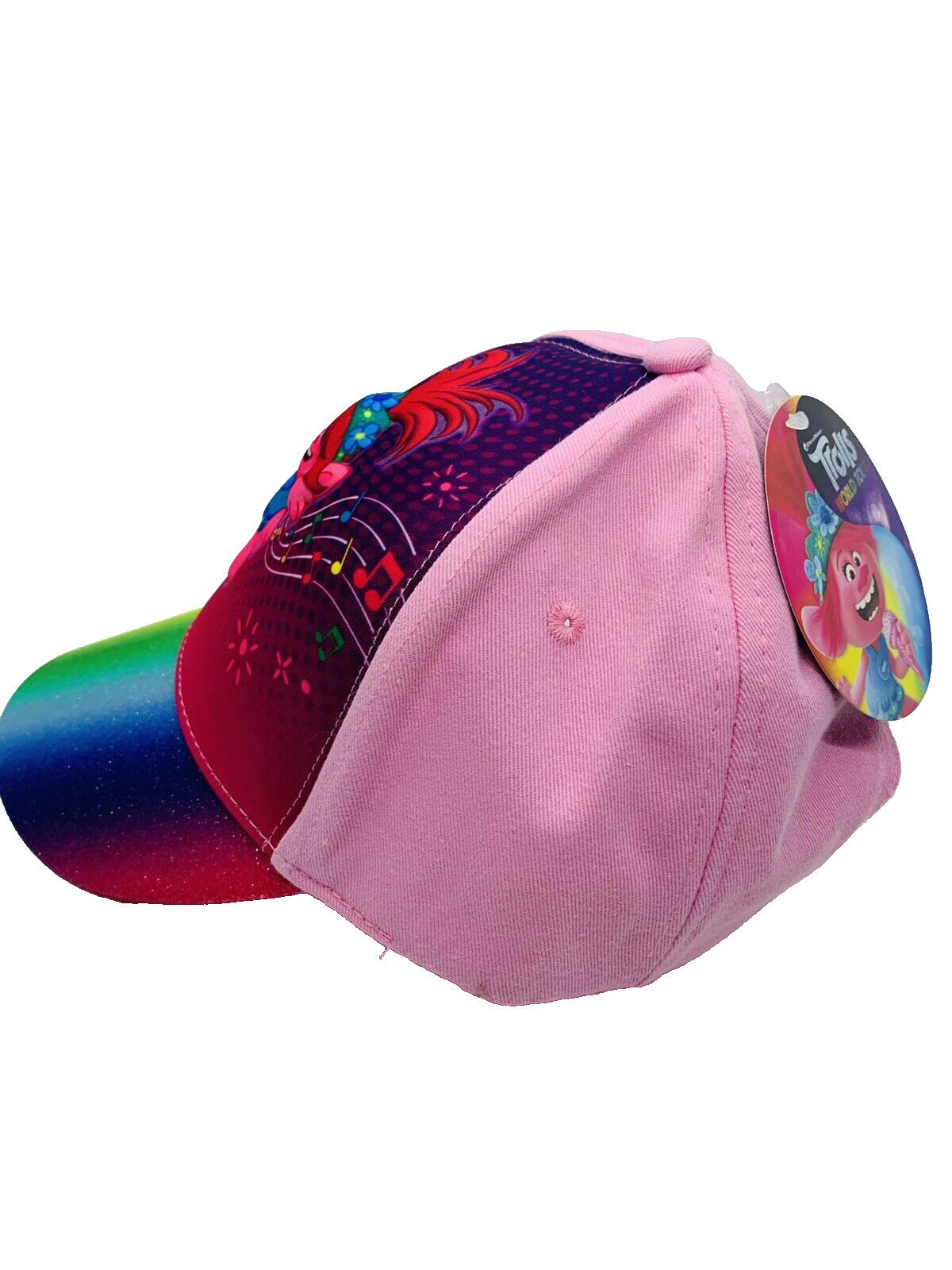 NWT TROLLS Baseball Cap Hat World Tour GIRL’S Multicolor Rainbow Snap Back