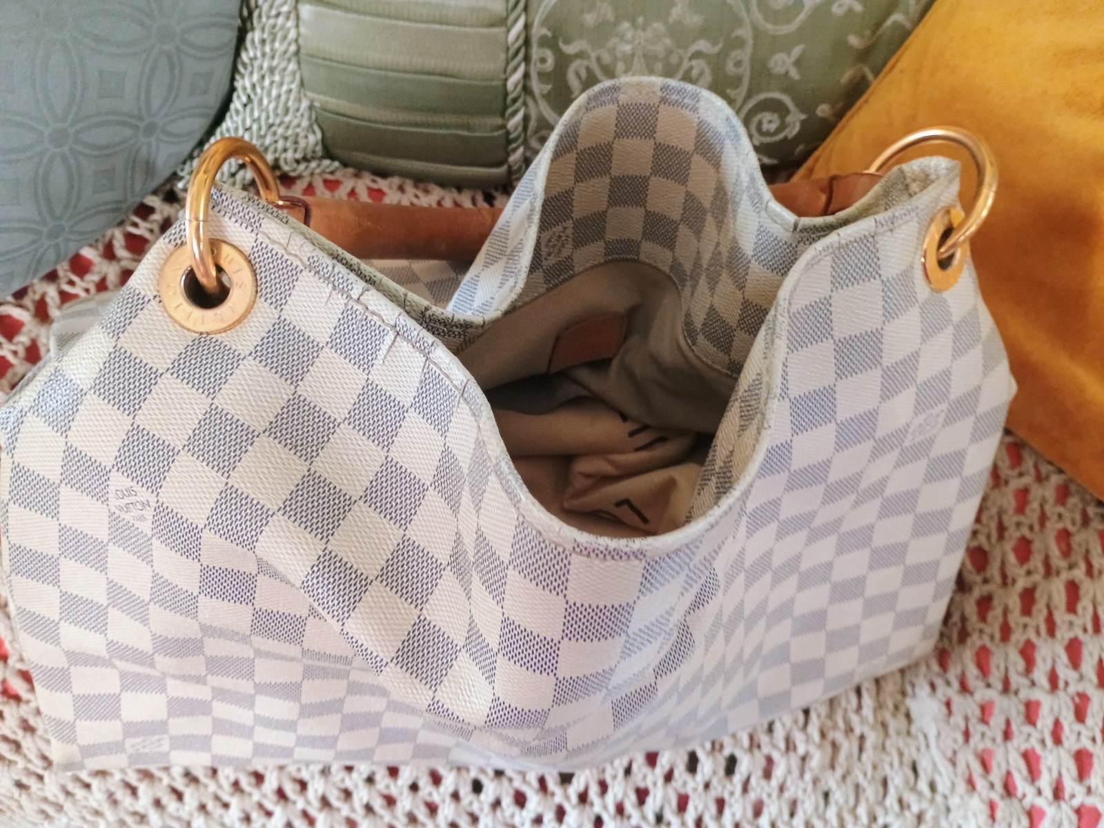 AUTHENTIC LOUIS VUITTON DAMIER AZUR ARTSY MM DUST COVER AUTHENTICATION CARDS