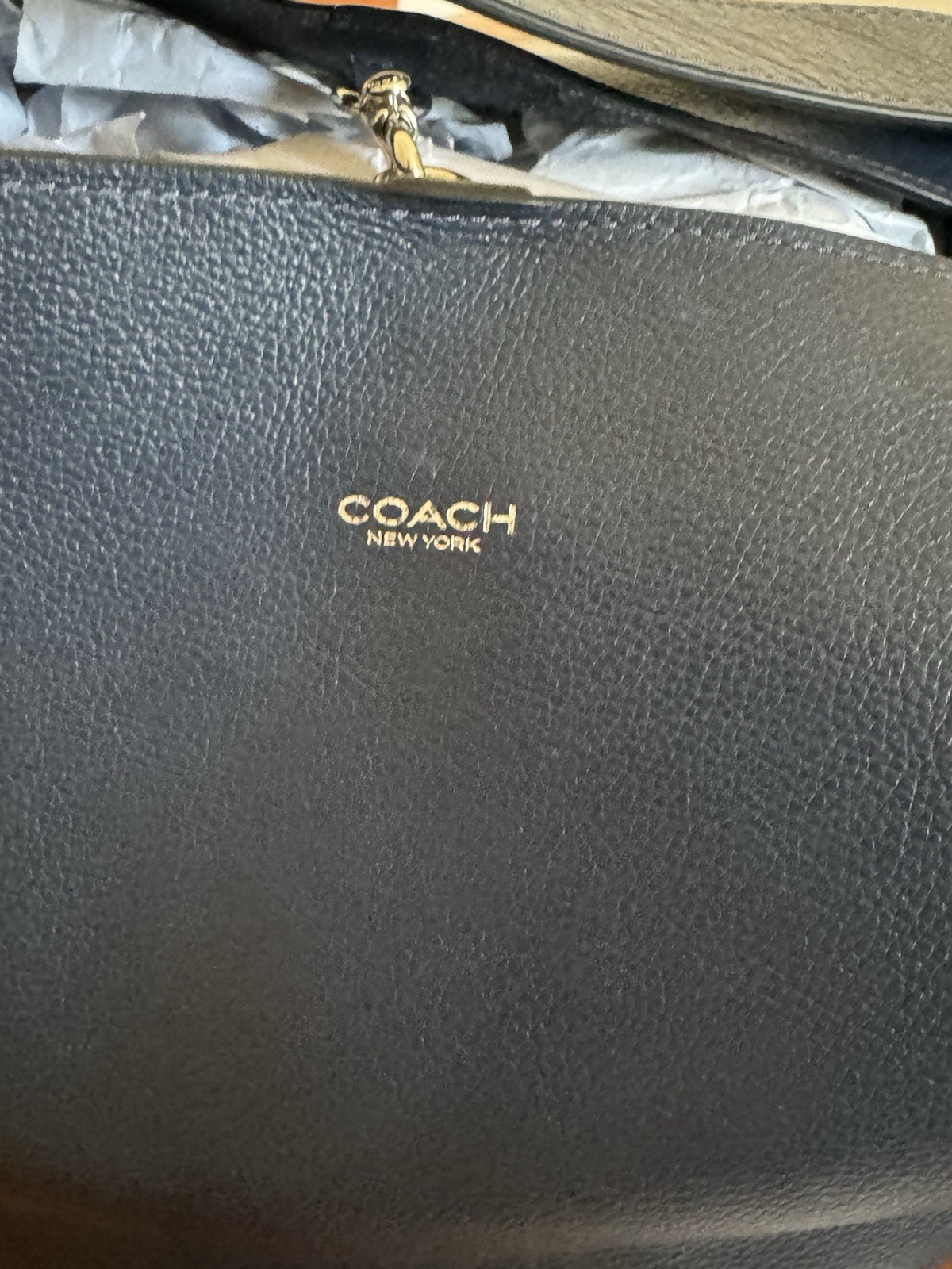 Coach Navy Bleeker 36 Bag w/ Adjustable Strap, Zip Pouch & Dust Bag