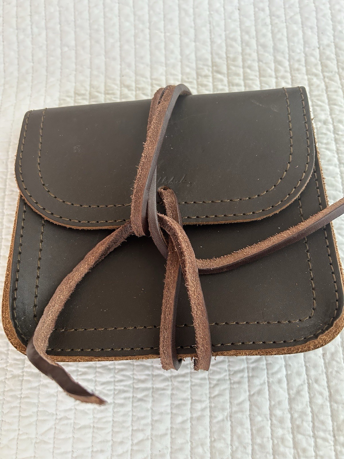 Saddleback Leather Company Dark Brown Tie Closure Cable/charger Pouch bag