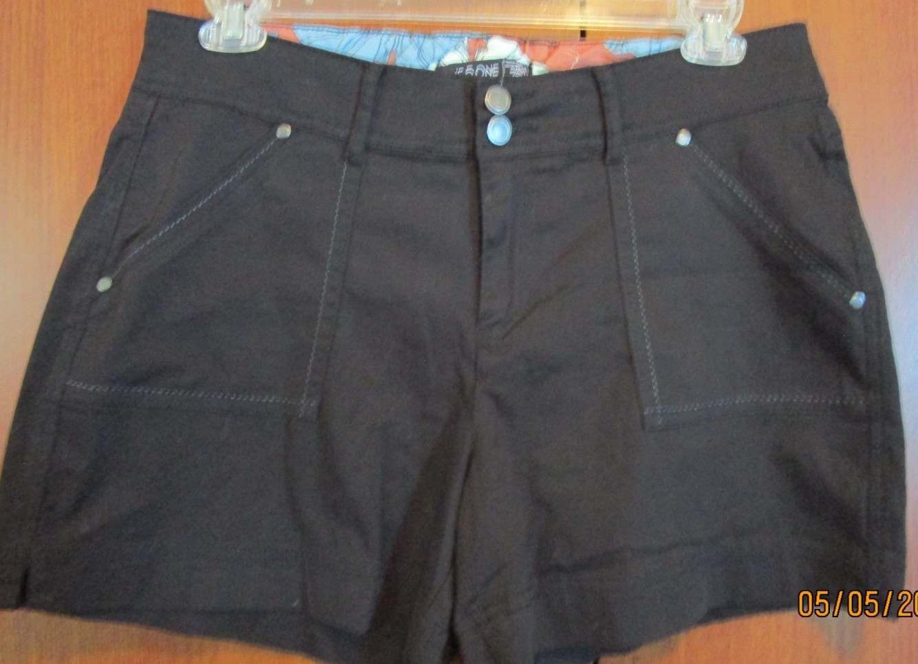 One 5 One Black Shorts Sz 12 / 31 Cotton Spandex Waist 34 Side 15 Inseam 4.5