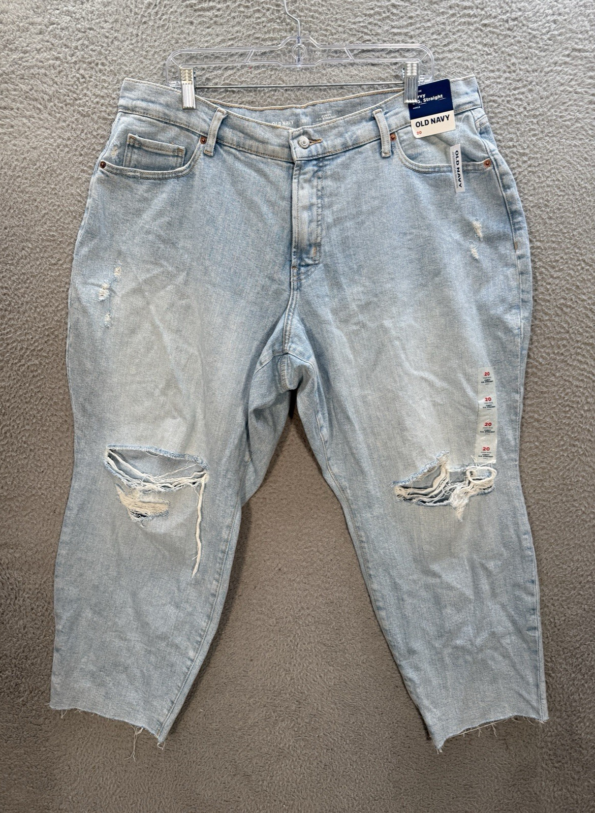 Old Navy Jeans Womens 20 Blue Curvy OG Straight Ankle High Rise Raw Hem Preppy