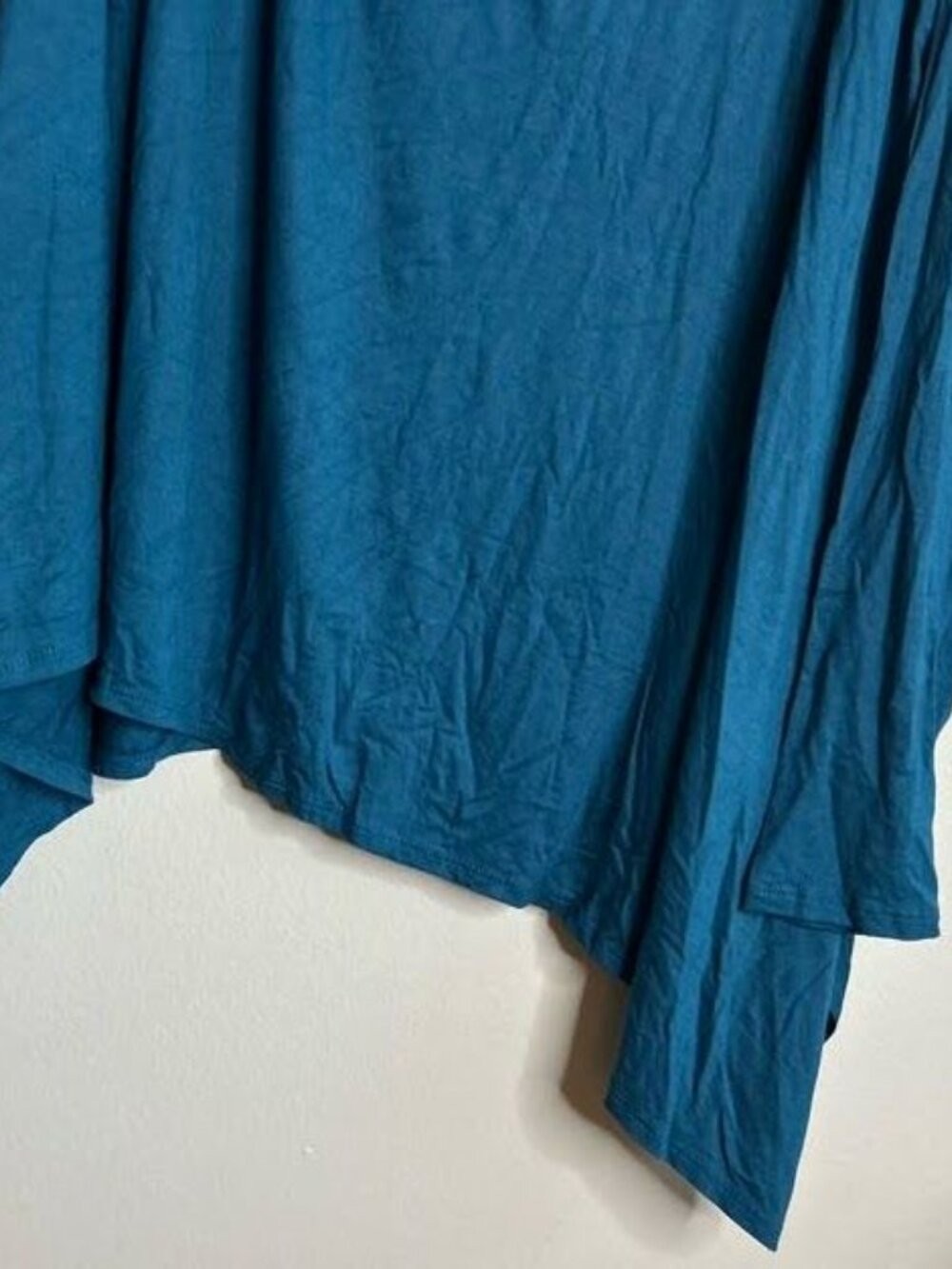 Jade By Jane Top Womens Large Cowl Neck Sharkbite Hem DArk Teal Long Sleeve
