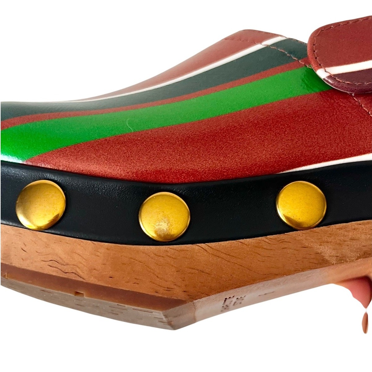 Charlotte Stone Jona Kite Stripe Multi Color Wood Platform Slingback Clog Size 6