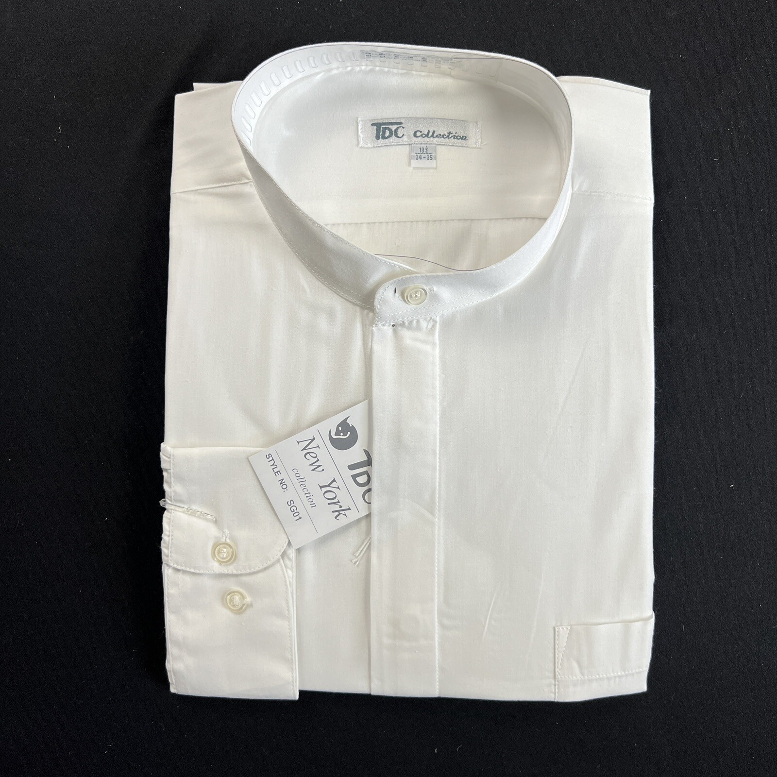 TDC Collection White Dress Shirt Men’s 34/35 Round Collar 18.5 NEW VTG