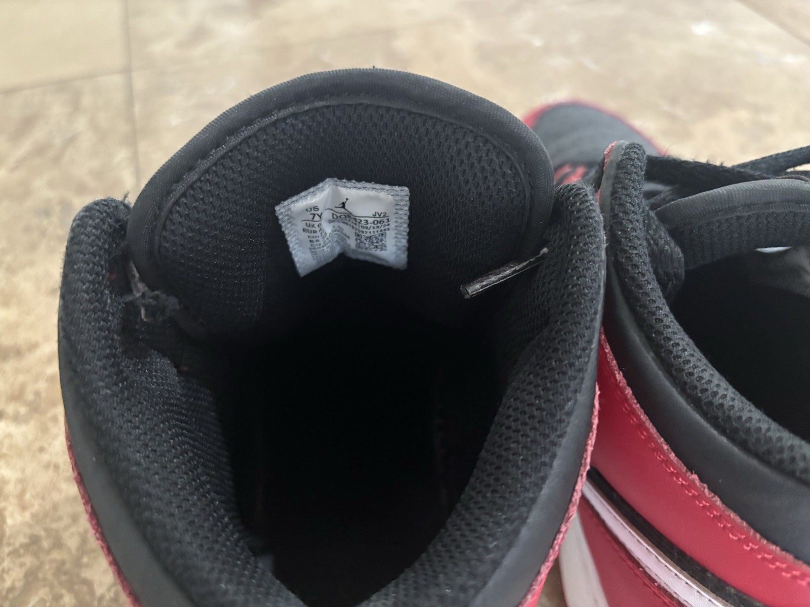 Air Jordan 1 Mid Kids 7Y Gym Red Black White