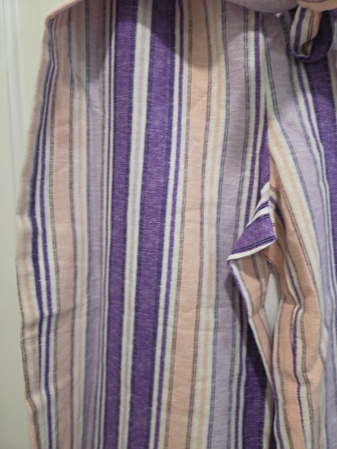Beige By eci Linen Pants Purple Pink Stripe Size 14 NWT