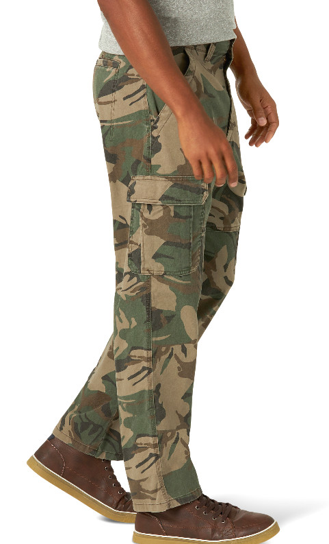 Men’s Wrangler Camo Cargo Pants w/ Stretch Relaxed Fit Tech Pocket CHOOSE SIZE