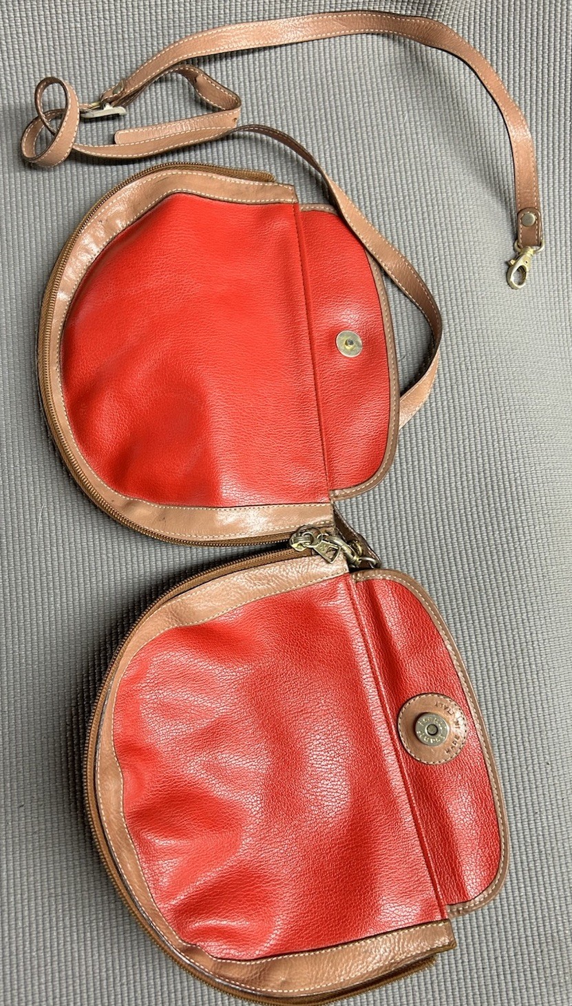 Vtg Italian Blue Or Red Italian Leather Crossbody Bag Saddle Handbag By I Santi