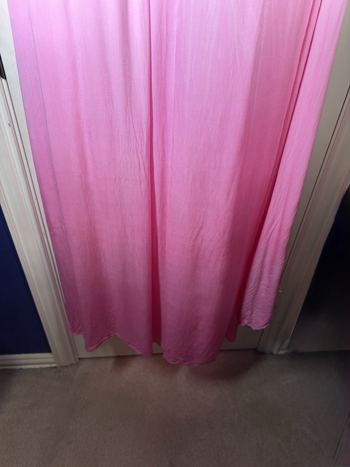 Young Threads Pink/White Ombre Scoop Neck Sleeveless Maxi Dress Beaded Neck Sz L