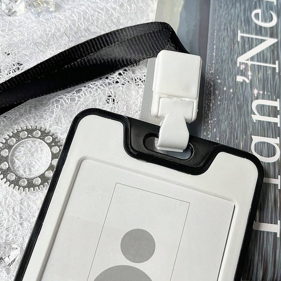 ID Badge Holder with Double-Sided Windows Hard Plastic Vertical ID Card Holder