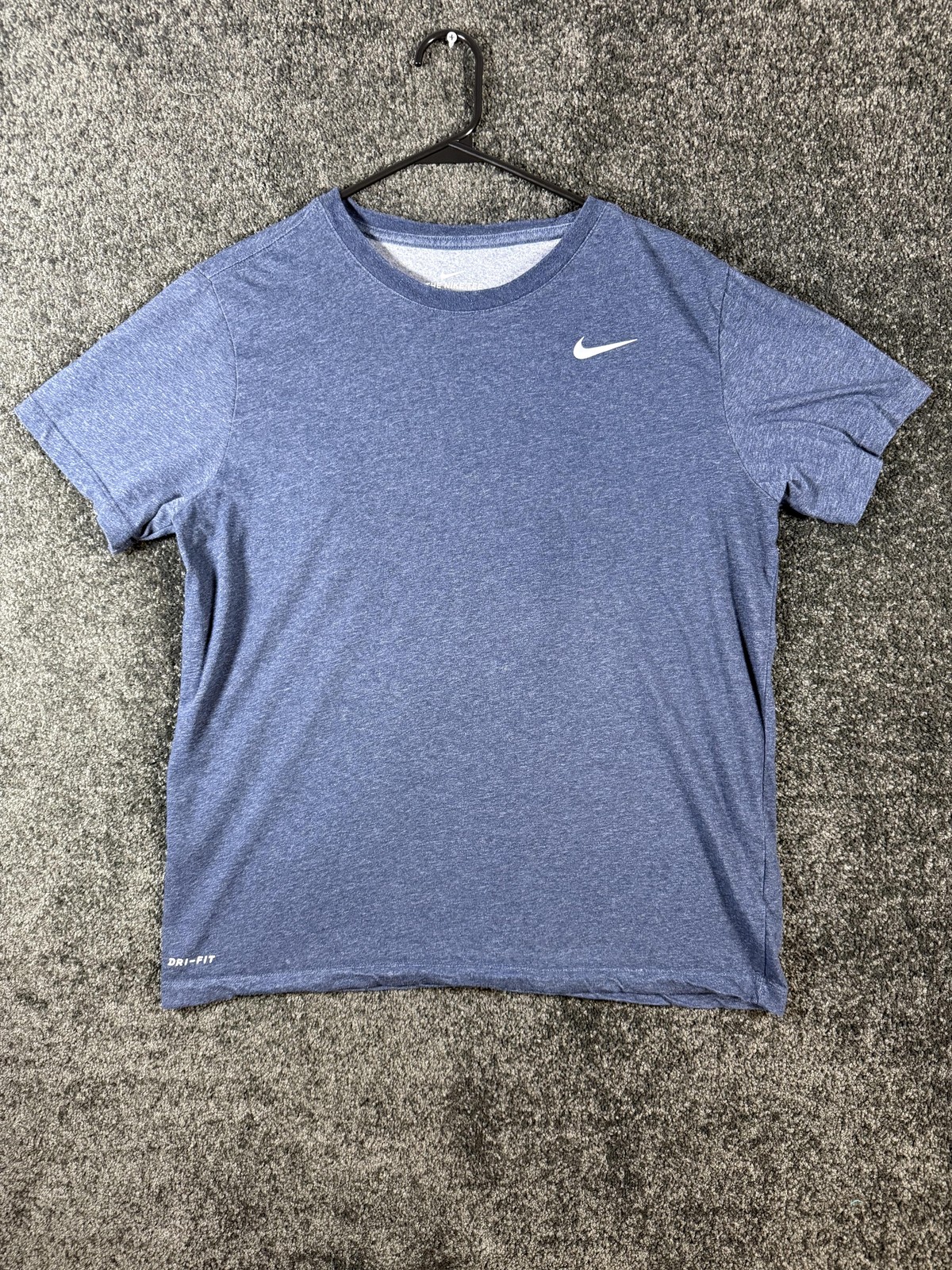 Nike Dri-FIT Shirt Mens Large Blue Running Training Gym Lightweight Short Sleeve