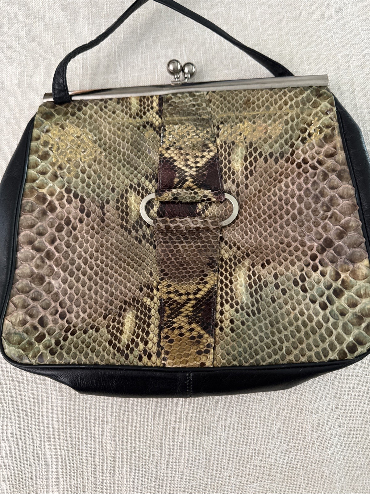 Python Crossbody Handbag Vintage Genuine Snakeskin Natural Leather Purse