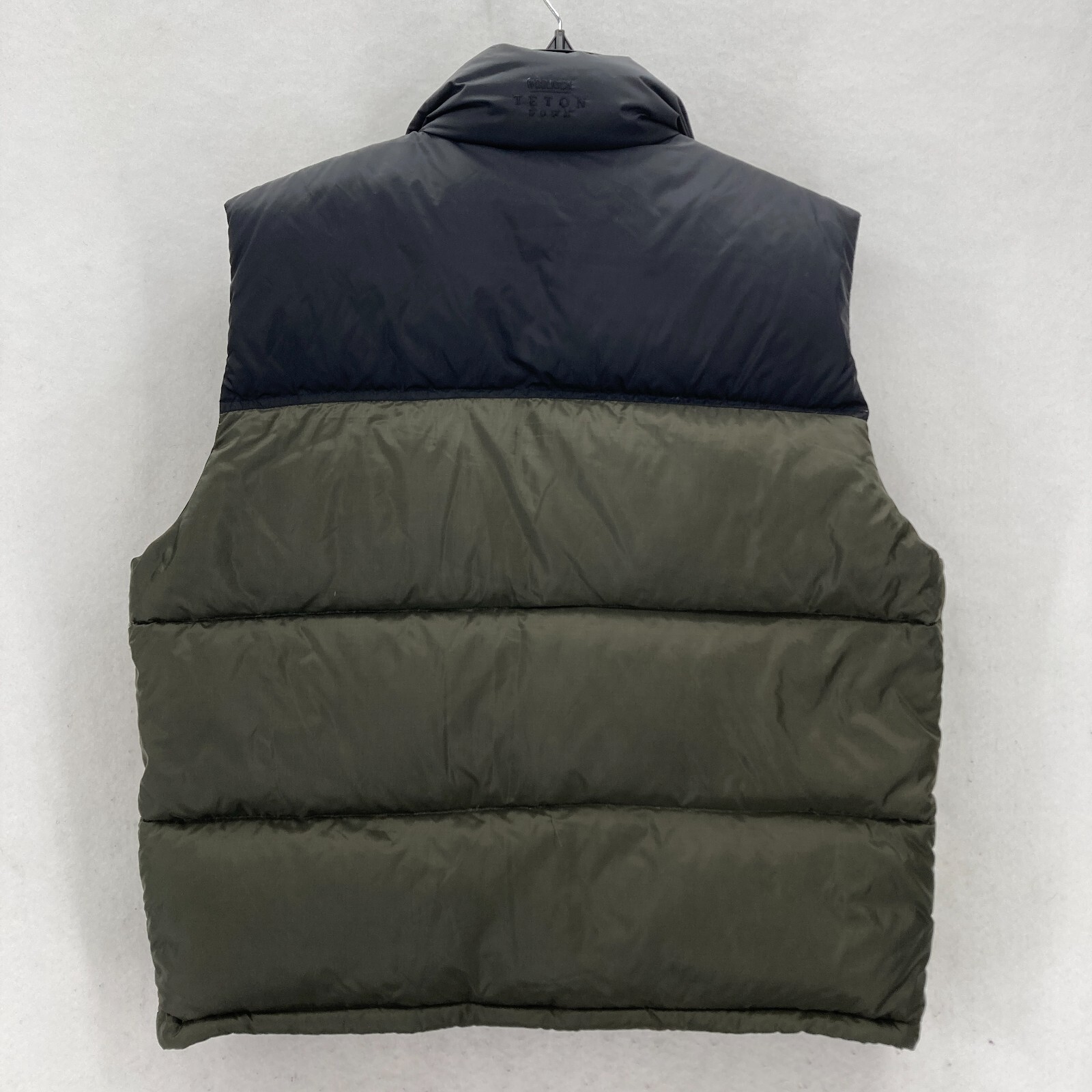 Woolrich Goose Down Puffer Vest Mens Large Earth Green Full Zip Pockets Camp