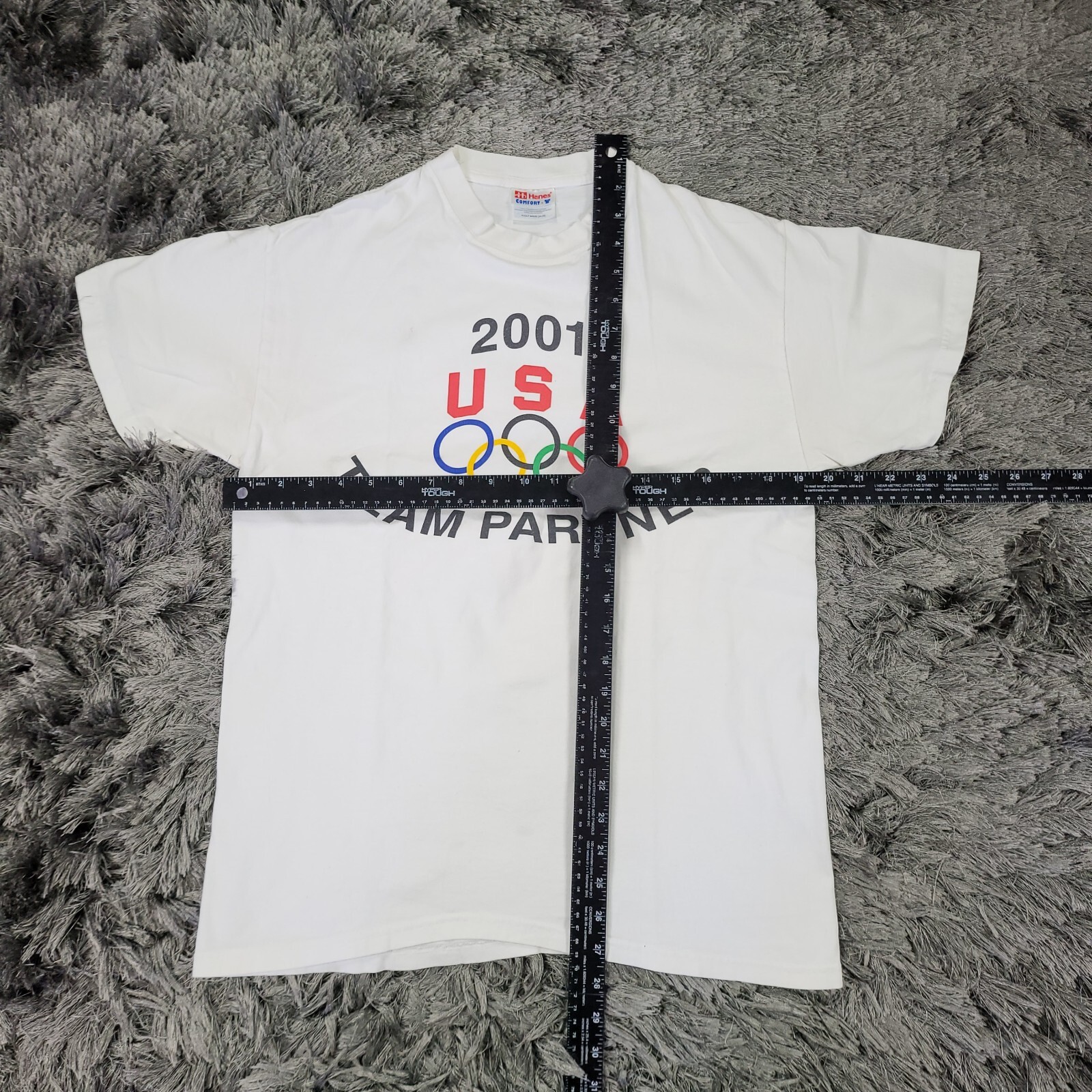 VTG Y2K Hanes 2001 Special Olympics T-Shirt Mens Medium White USA Team Partner