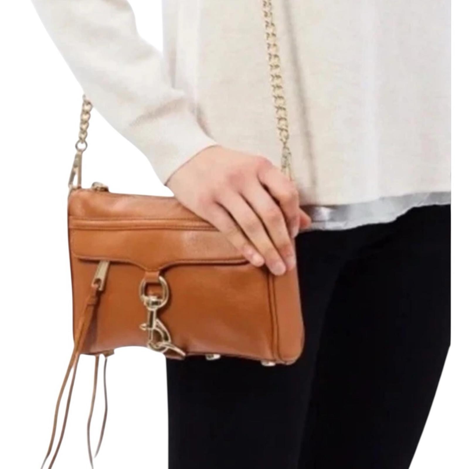 Rebecca Minkoff Almond Brown Mini Mac Leather Purse Gold Hardware MSRP$128