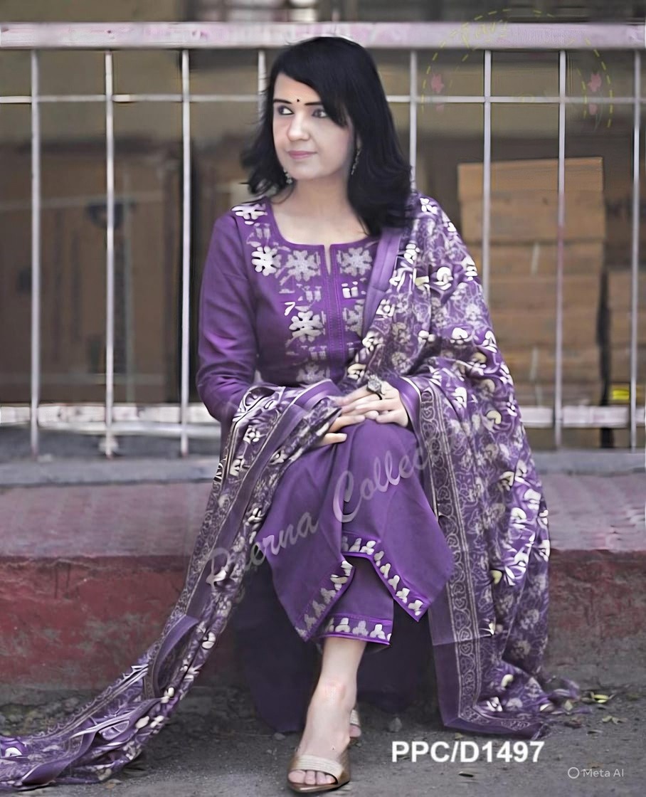 Purple Pakistani Salwar Kameez Ready Made Women Kurta Palazzo Designer Dupatta