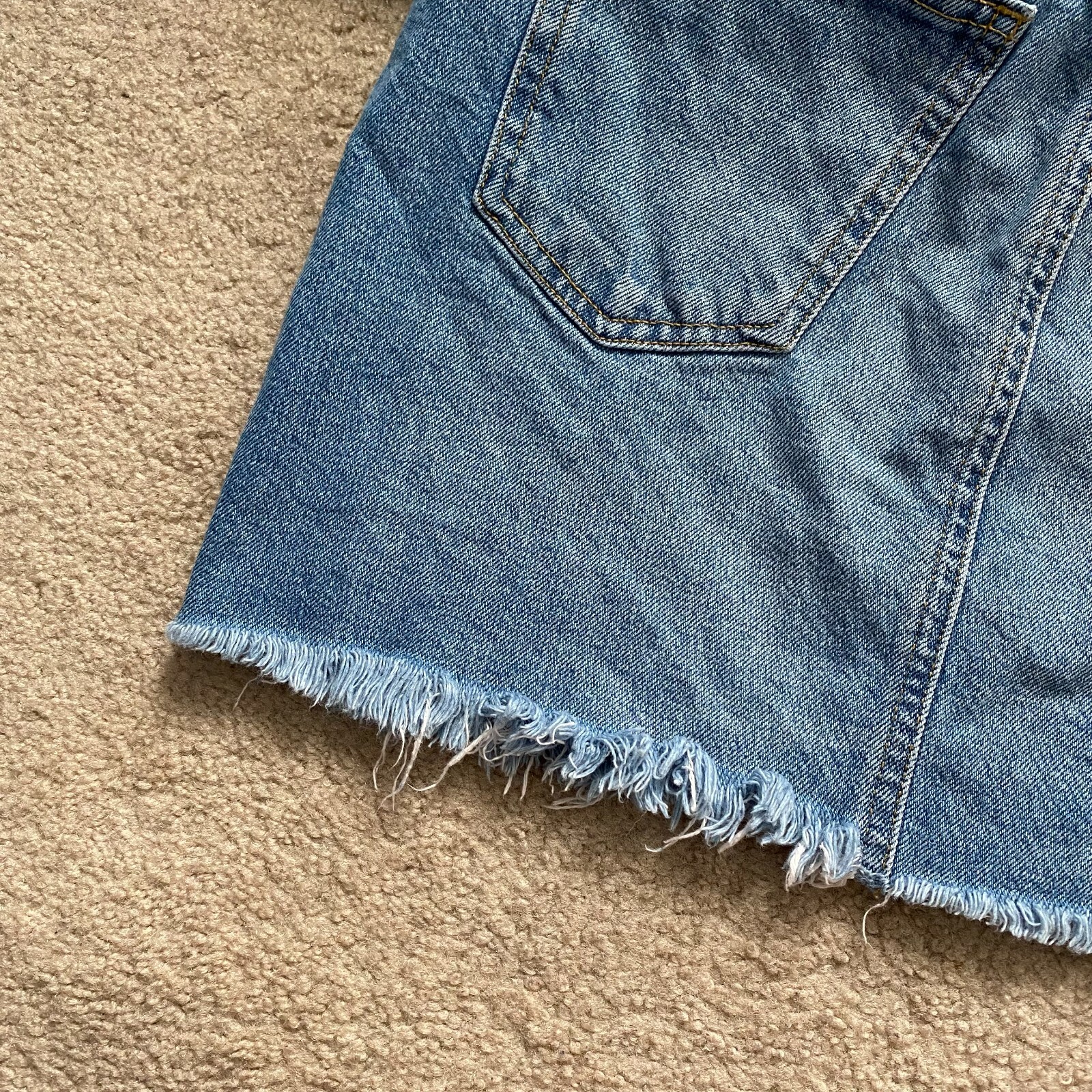 Forever 21 Los Angeles Womens S Denim Distressed Fringe Hem Skirt Y2K Festival