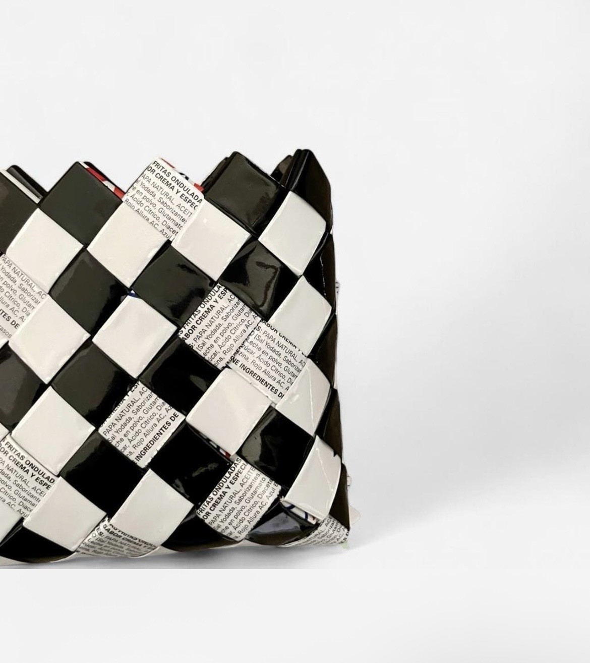 Nahui Ollin Checkered Clutch Bag, Woven, Wrist Strap, Eco Friendly, Art