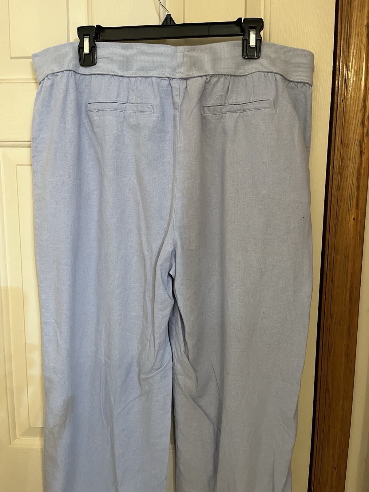 Ellen Tracy Women’s Blue Linen Solid Pull-On Drawstring Pants w/ Pockets XL