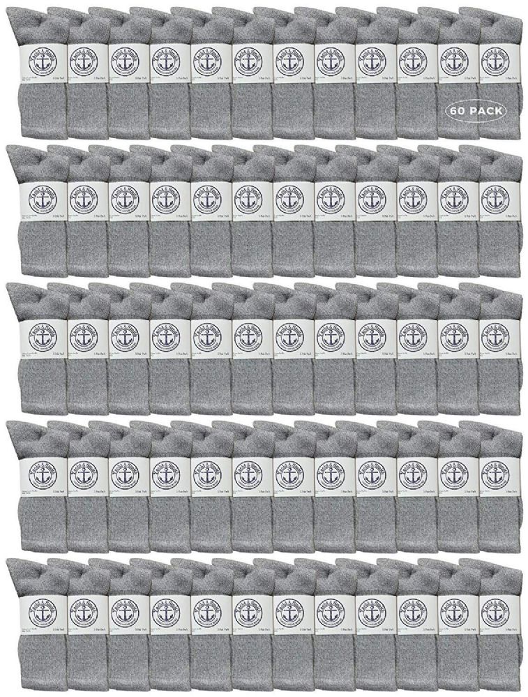 60 PK Yacht & Smith Men’s Wholesale Bulk Cotton Socks, Size 10-13(Gray)