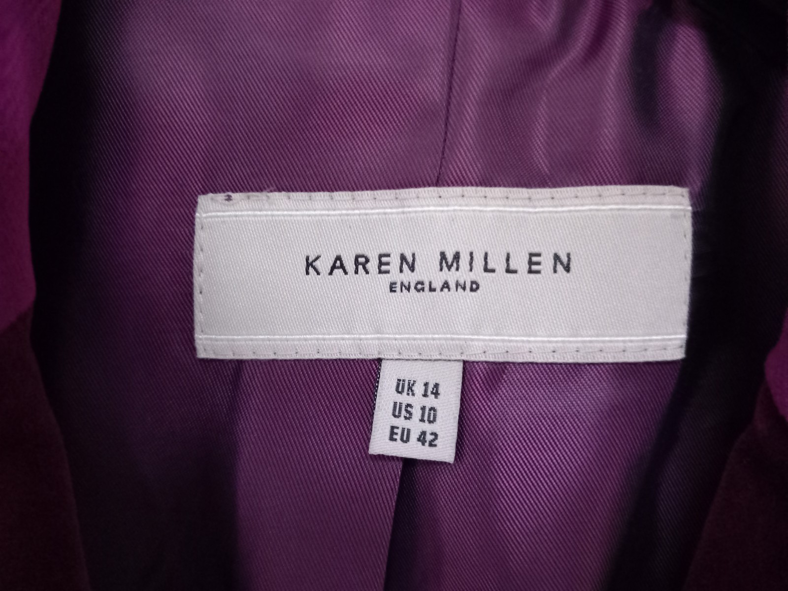 Karen Millen Velvet Jacket Size UK 14 Magenta Dark Pink