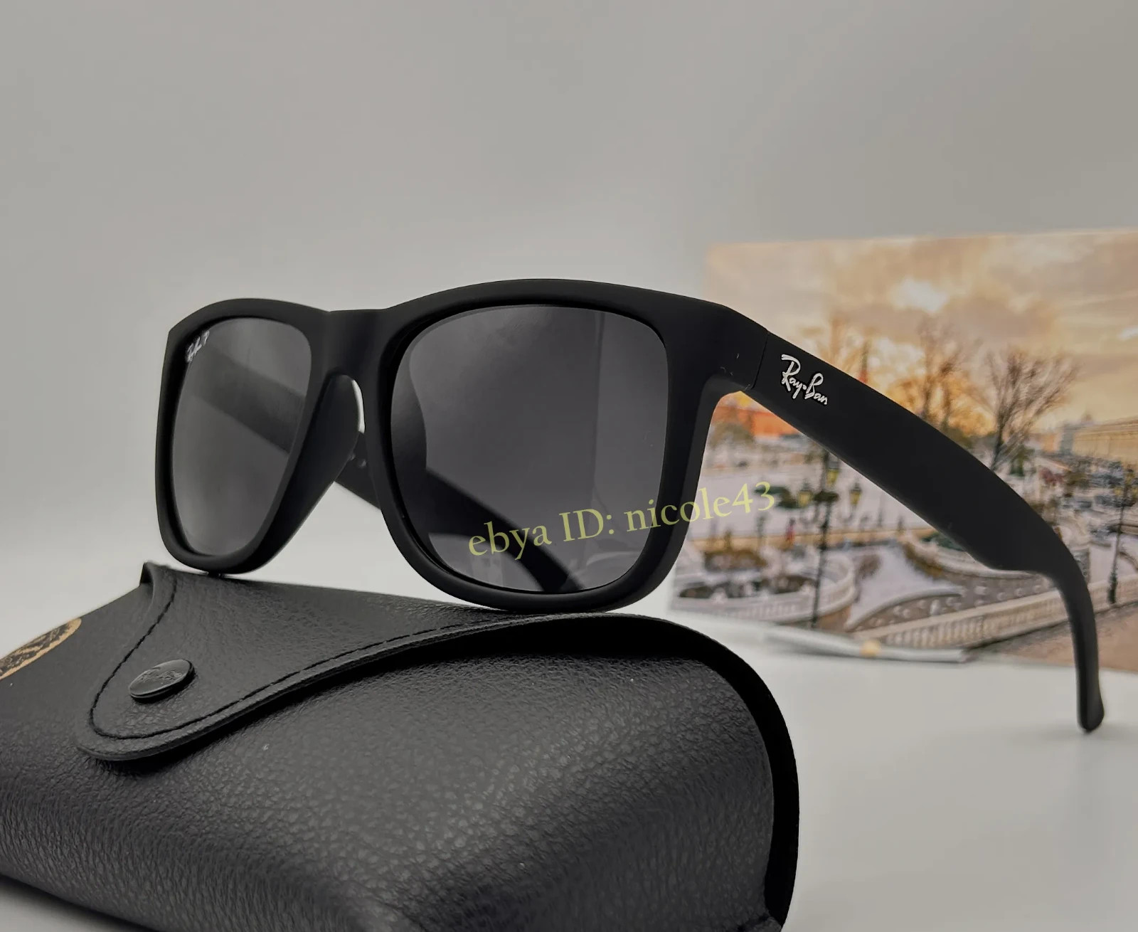 Ray-Ban RB4165 Justin 622/2V Polarized Sunglasses Matte Black/Grey 100% UV 54mm