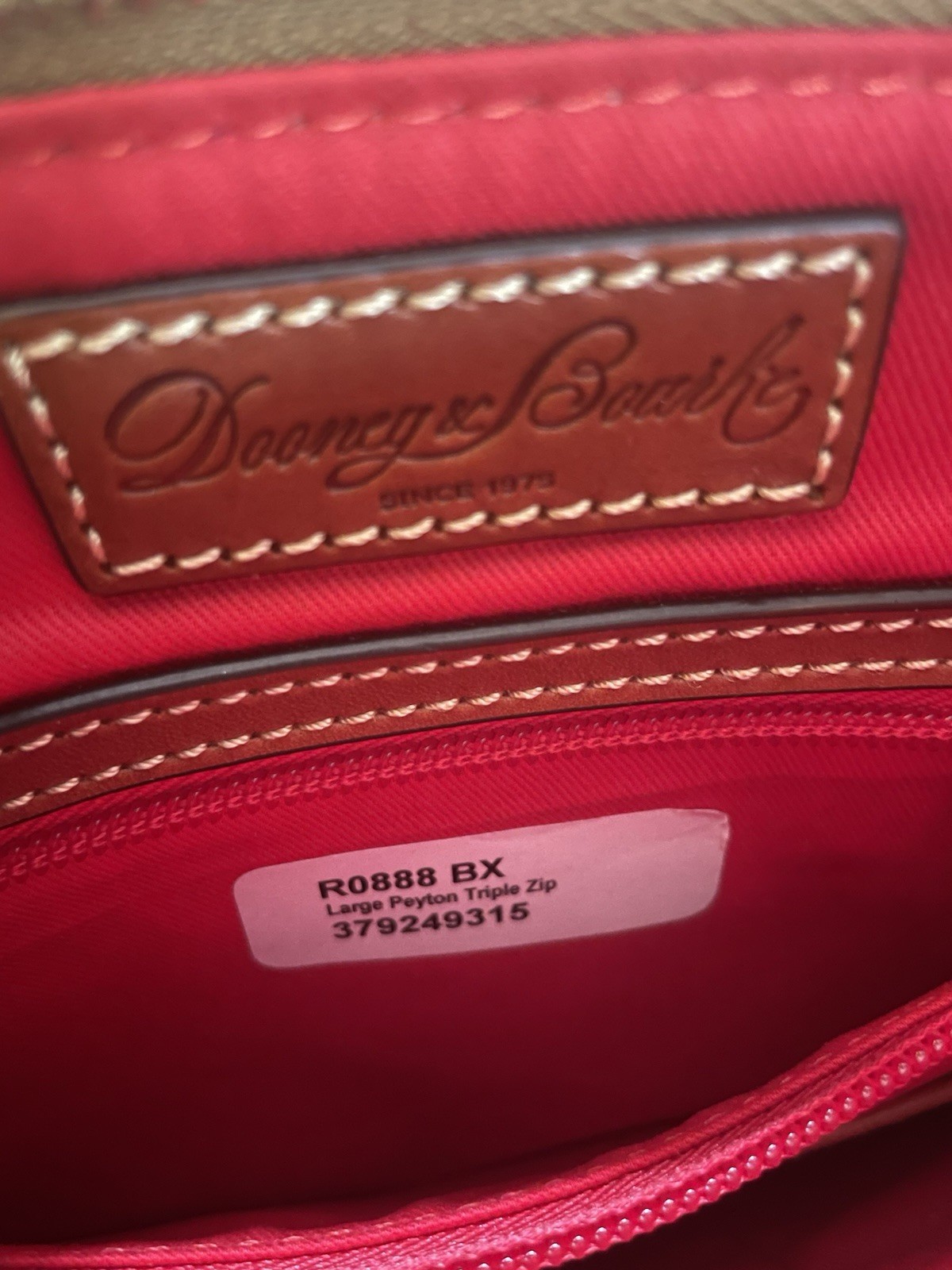 Dooney & Bourke Pebble Grain Leather Triple Zip Crossbody Bag Burgundy Wine Red