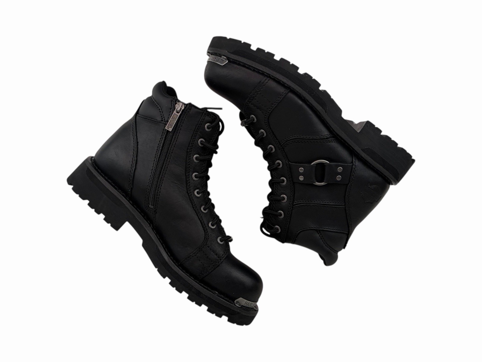 Harley Davidson Maddy 6-Inch Lace Up Black Boots Zipper D84189 Womens 11 M Black