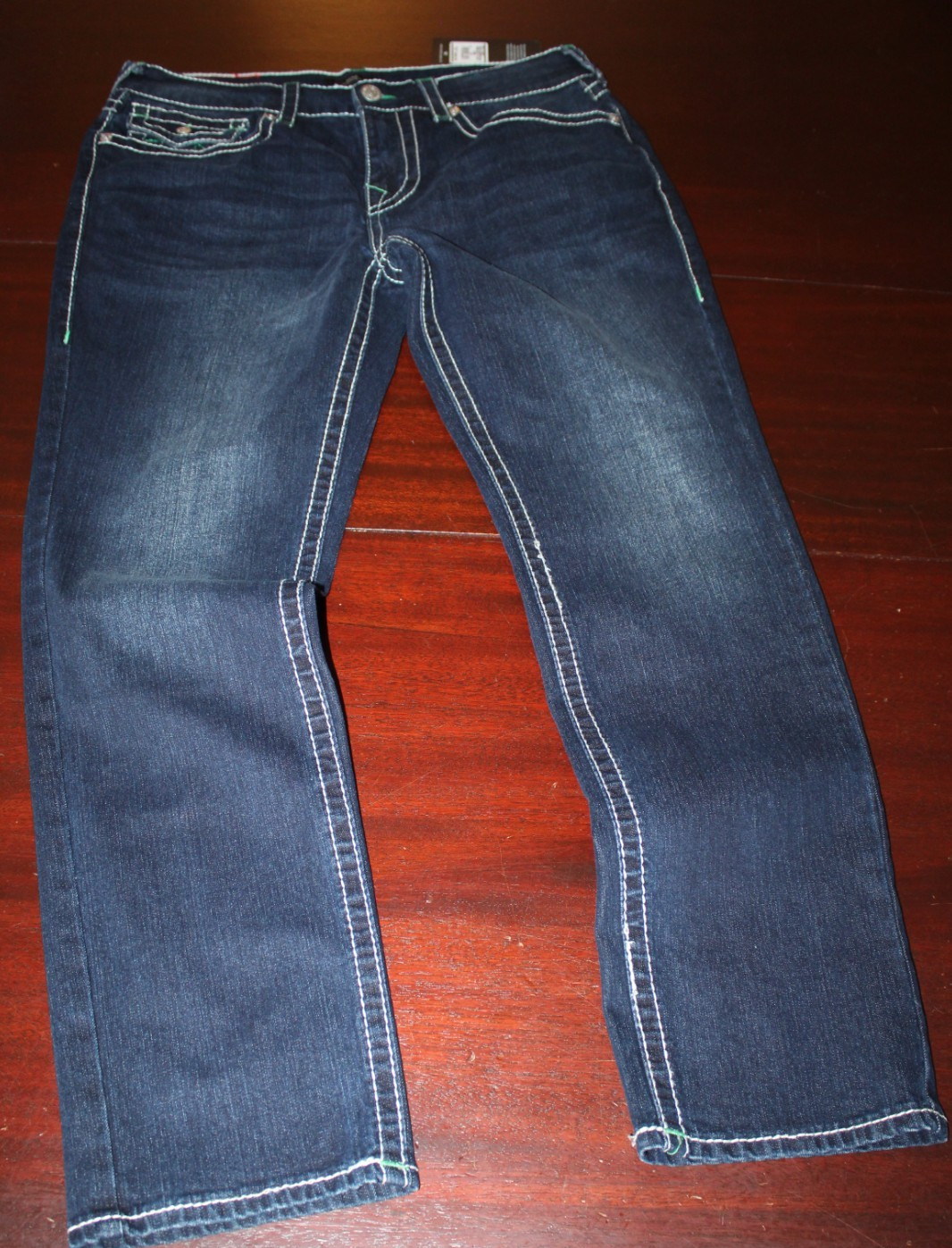 mens true religion geno big T relaxed slim jeans 34×32 nwt $204 dark mahogany