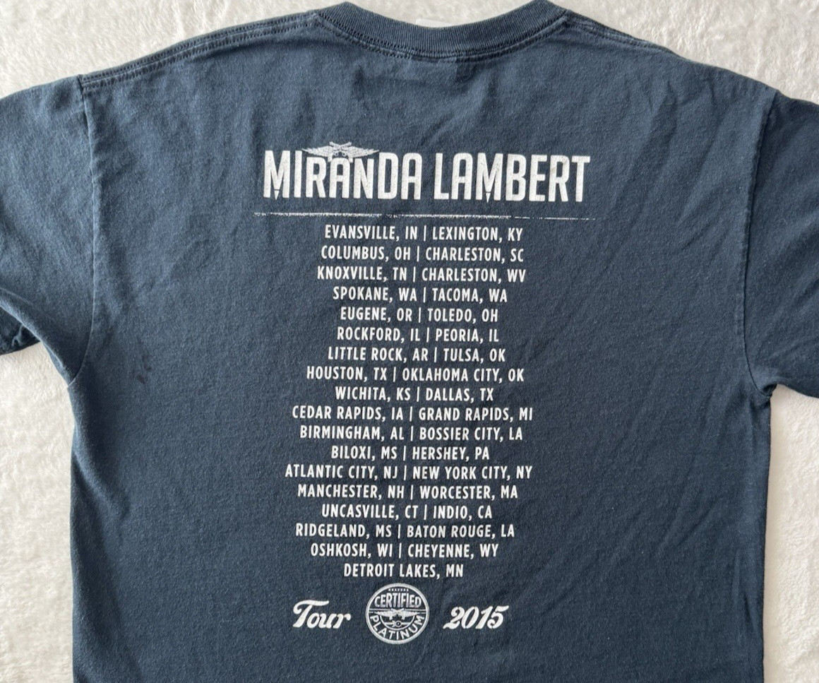 Miranda Lambert Tour shirt 2015 Certified Platinum Country Concert Black Medium