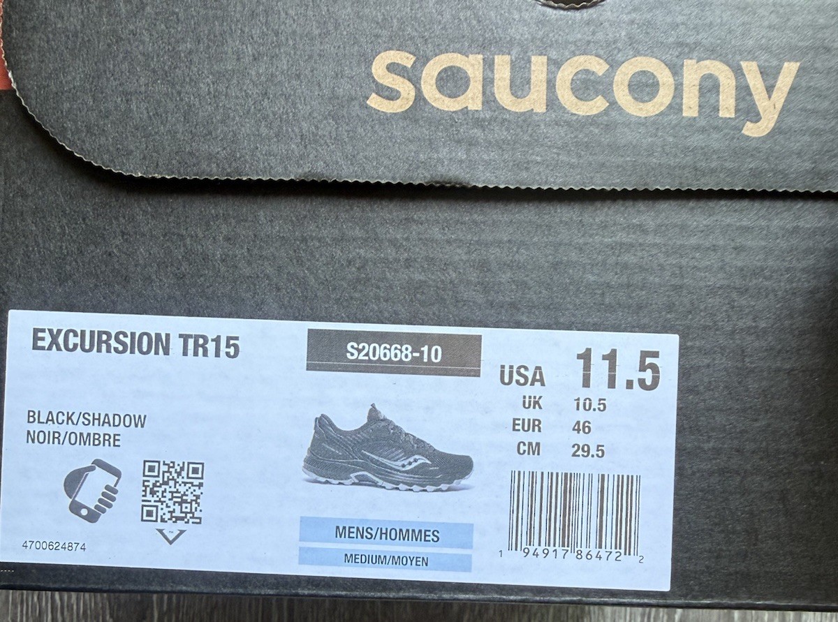 Saucony Excursion TR15 Trail Running Shoes, Black/Shadow S20668-10, US MENS 11.5