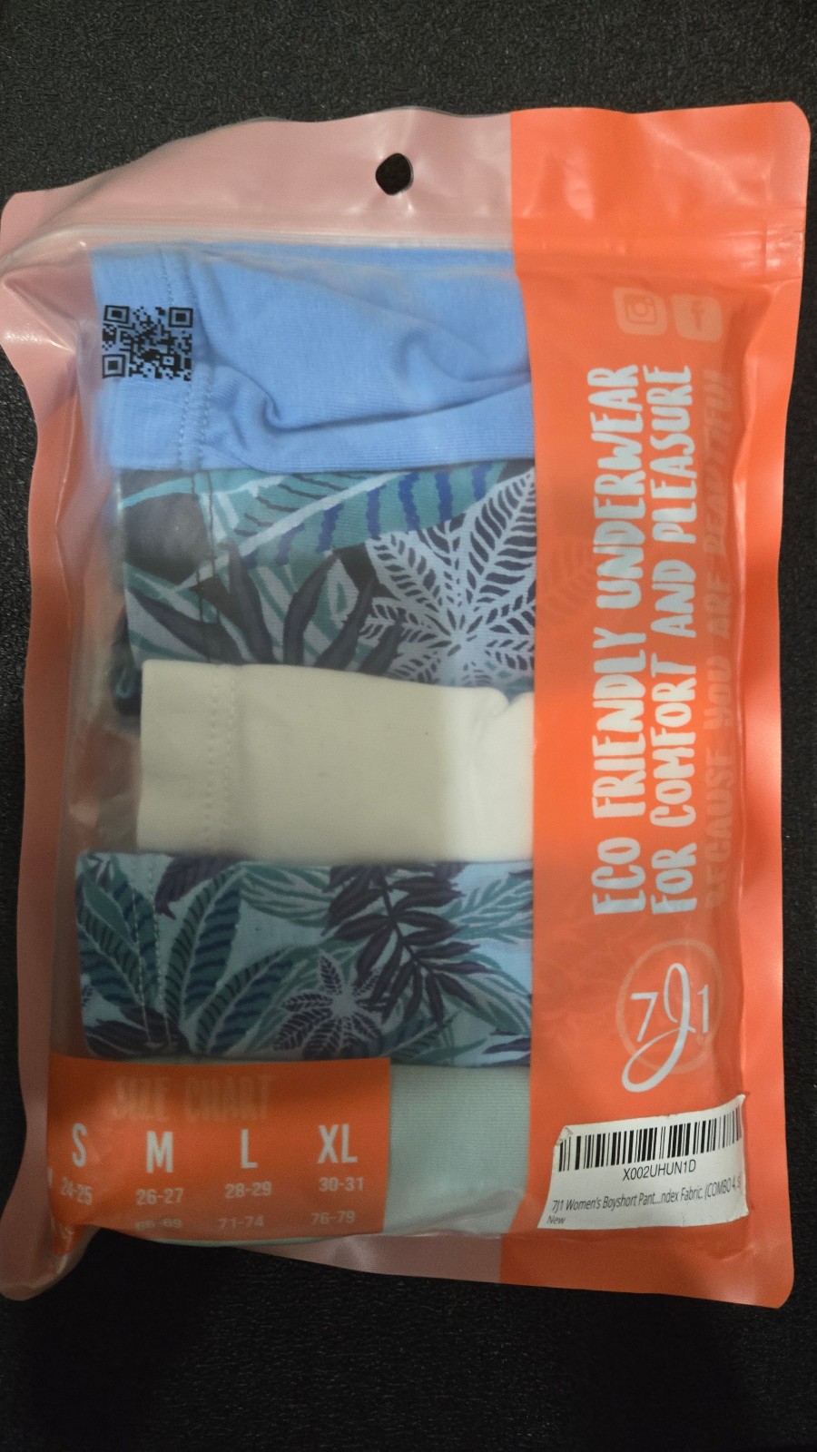 Pack of 5 Ladies Boyshort, SIZE S, Natural Designs
