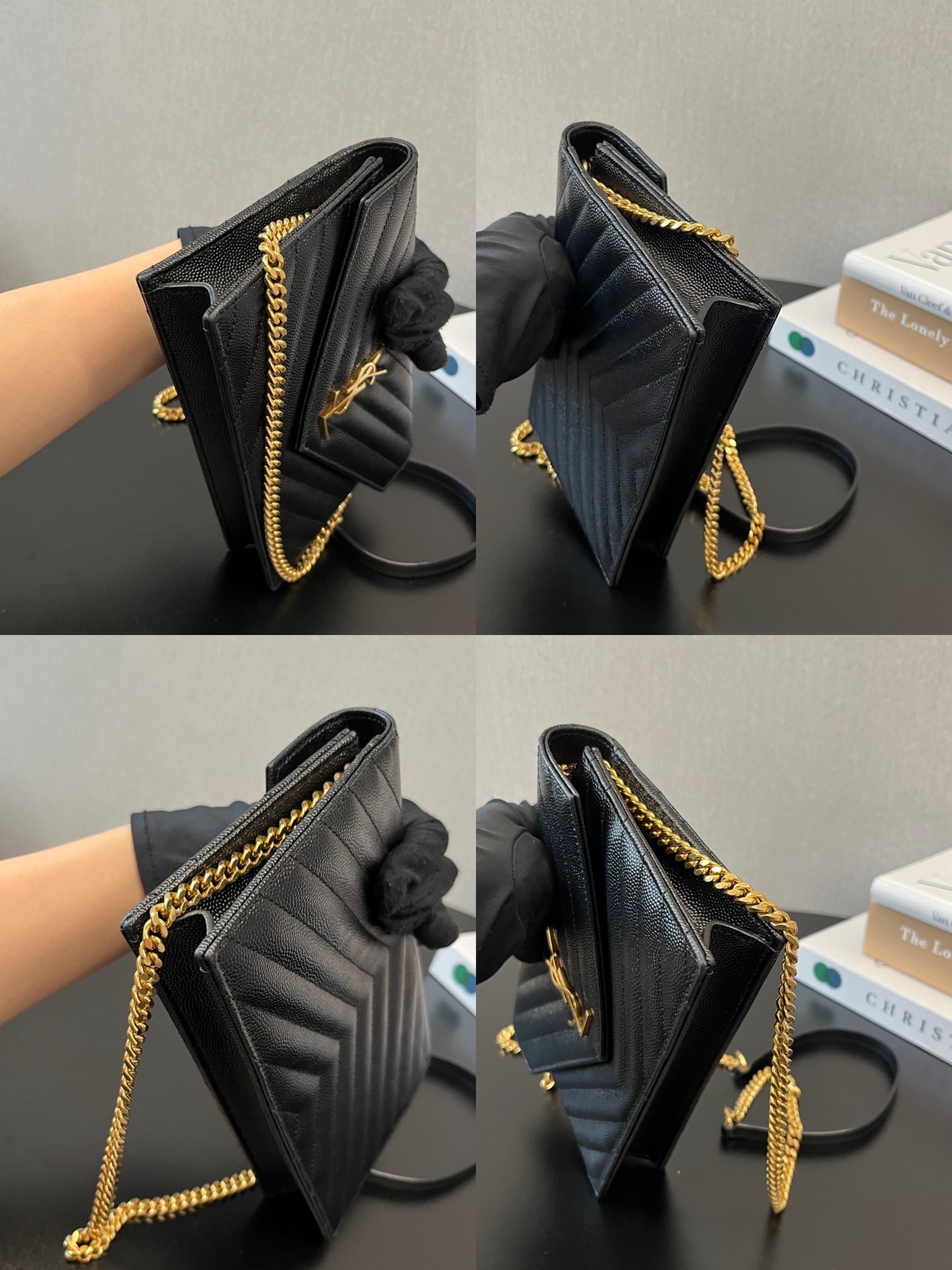 YSL Monogram Envelope WOC Small Black Caviar Calfskin Crossbody US Ship