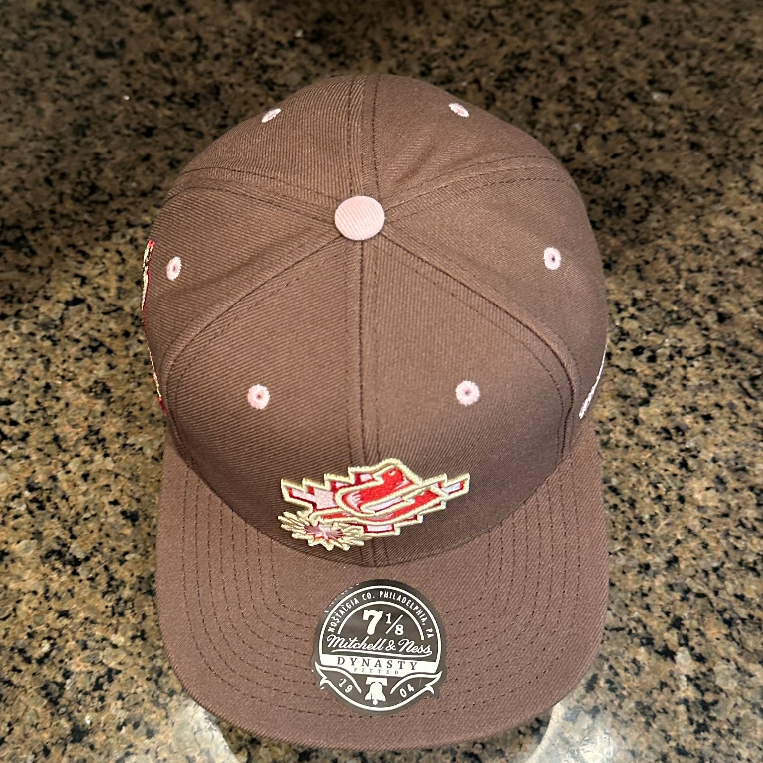 San Antonio Spurs Mitchell & Ness Fitted Hat 7 1/8 Brown Sugar Bacon NBA New