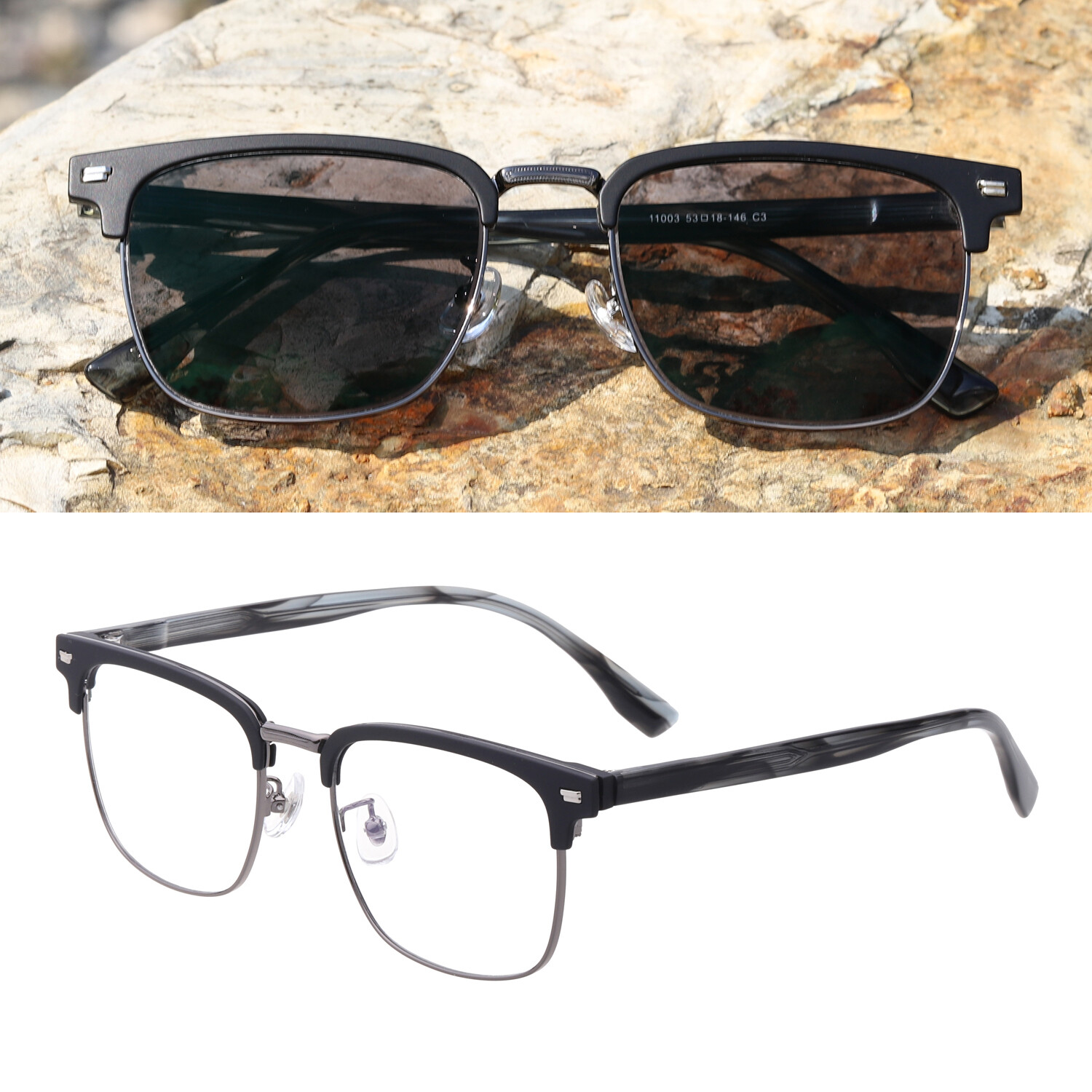 Men’s Business Photochromic Grey Reading Glasses Single Vision Sunglass Reader