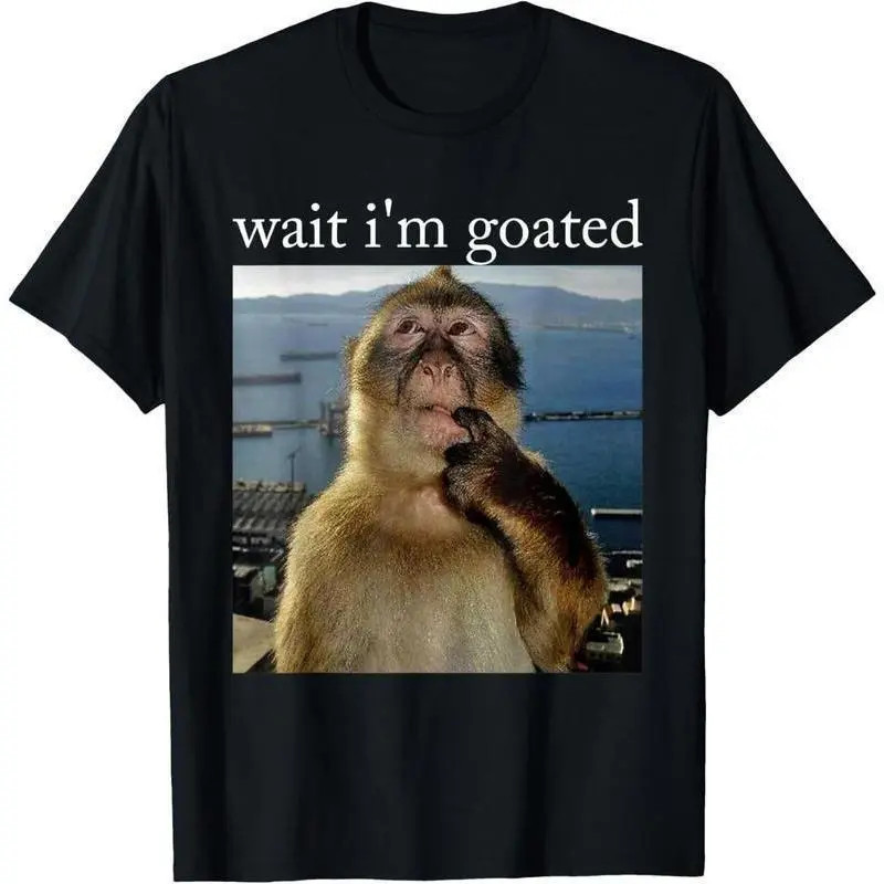 Wait I’m Goated Funny Thinking Monkey Meme Brainrot Gift T-Shirt