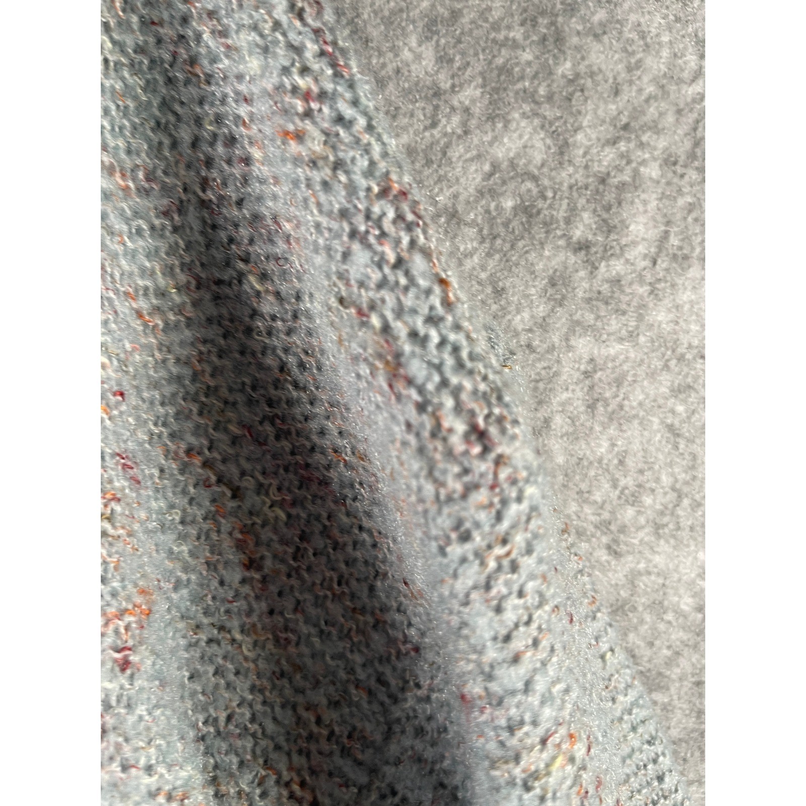 Grey Marl Lattice Back Knit Sweater Confetti Fleck Pullover Long Sleeve Crewneck