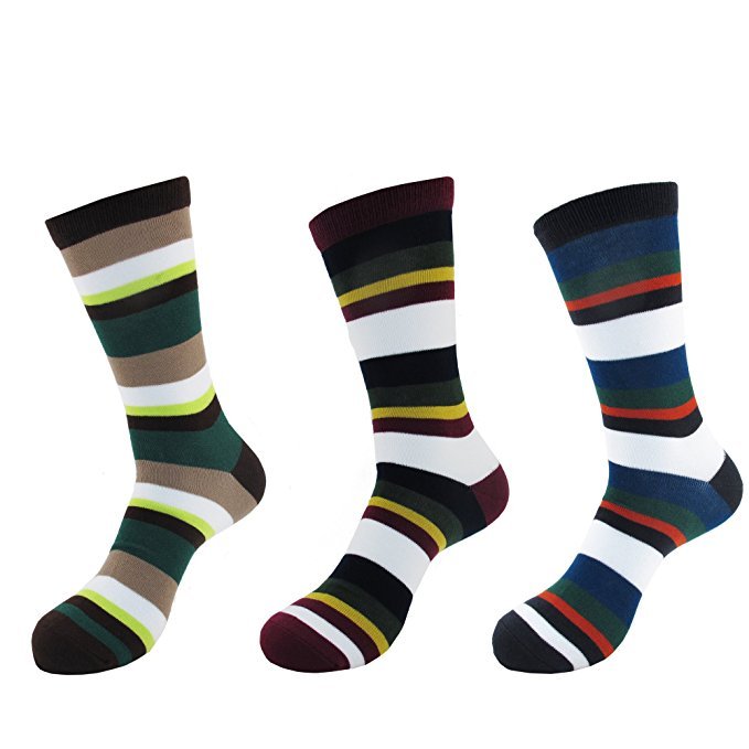 Men’s Rayon from Bamboo Casual Dress Striped Socks – 3 Pair – Assortment 3E