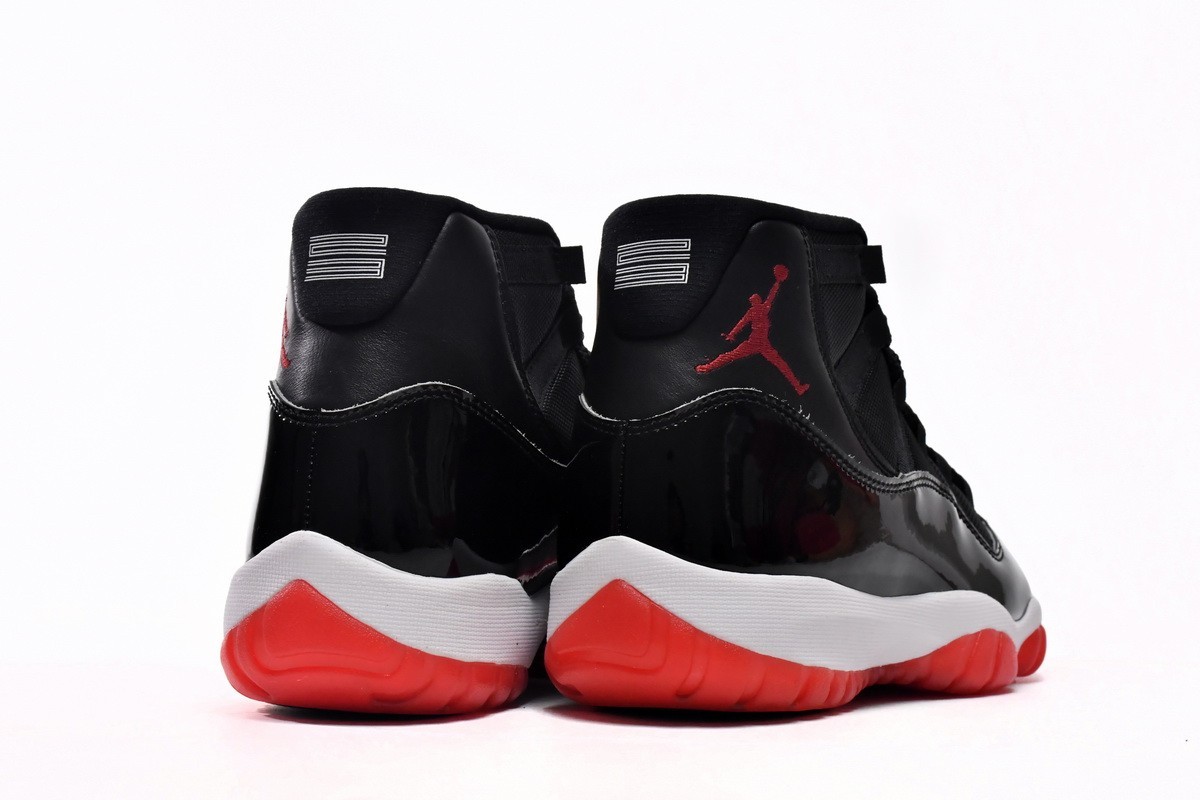 Air Jordan 11 Retro Bred 378037-061 Black Red Patent Leather Basketball Shoes