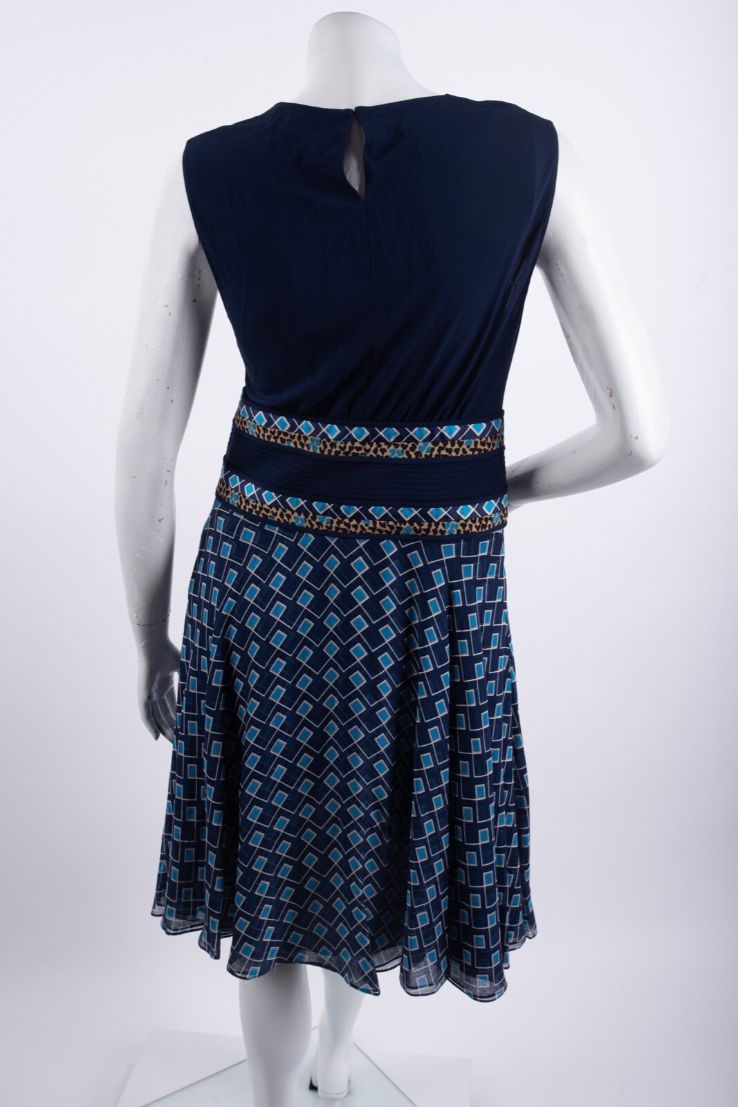 Diane Von Furstenberg DVF Womens A-line Dress Sz 6 Navy Blue Printed NWT