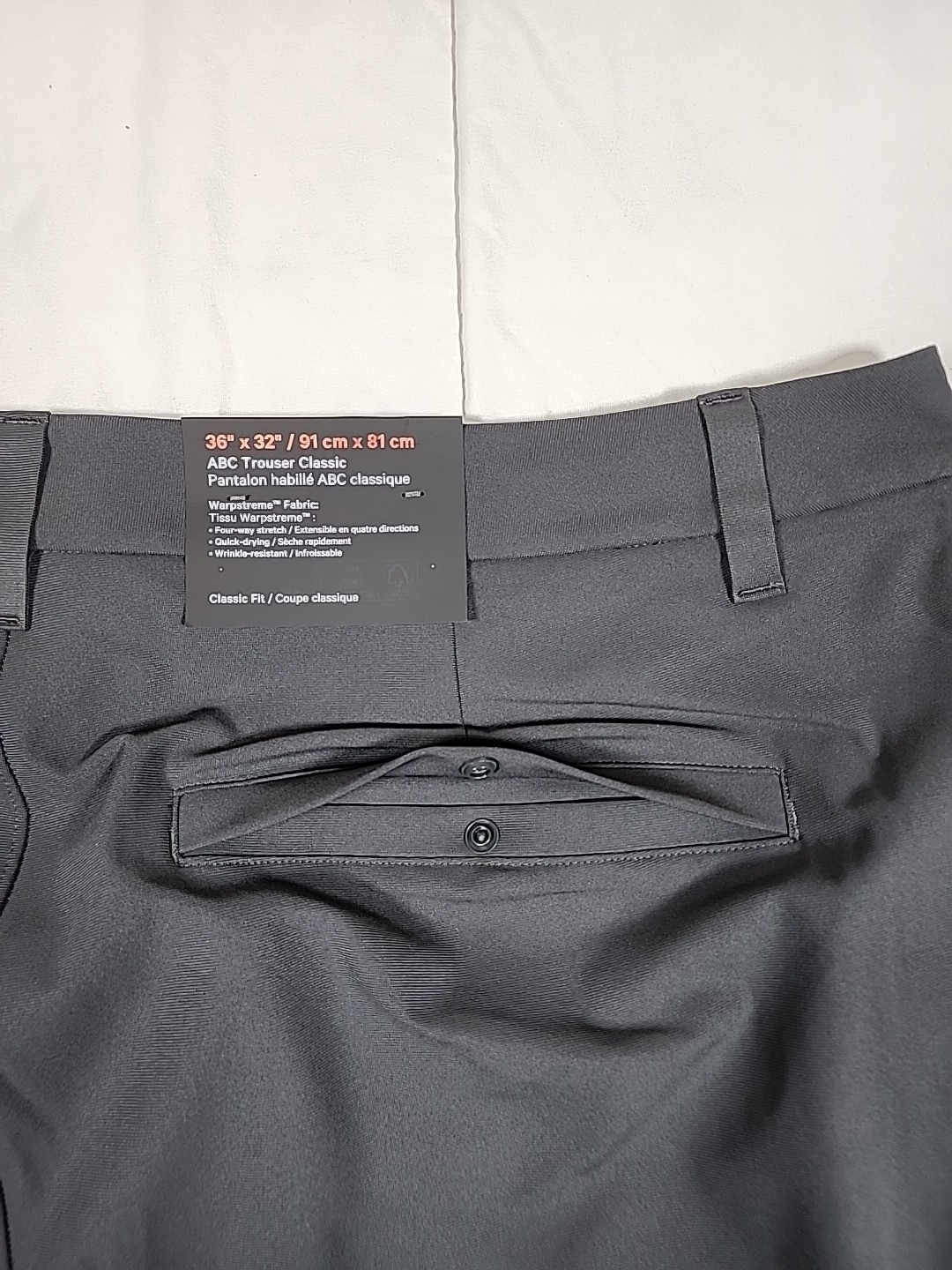 38×32 Lululemon ABC Trouser Classic Fit Warpstreme Men’s Pants Color Obsidian