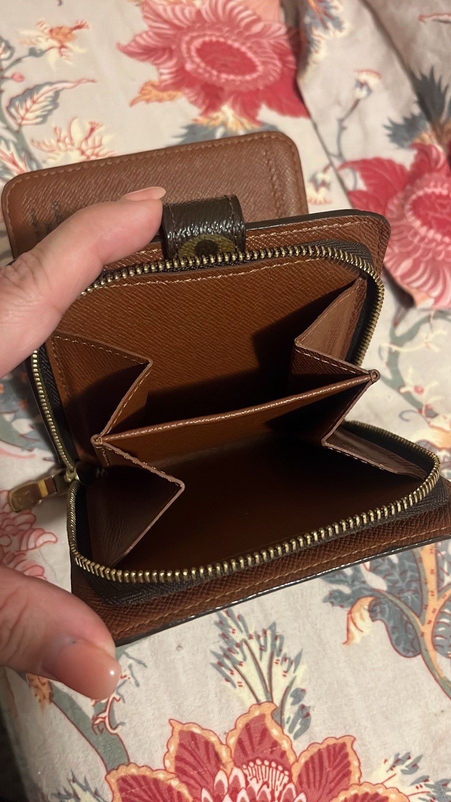 Louis Vuitton Monogram Brown Women’s Wallet Snap Flap Zip Coin Pocket